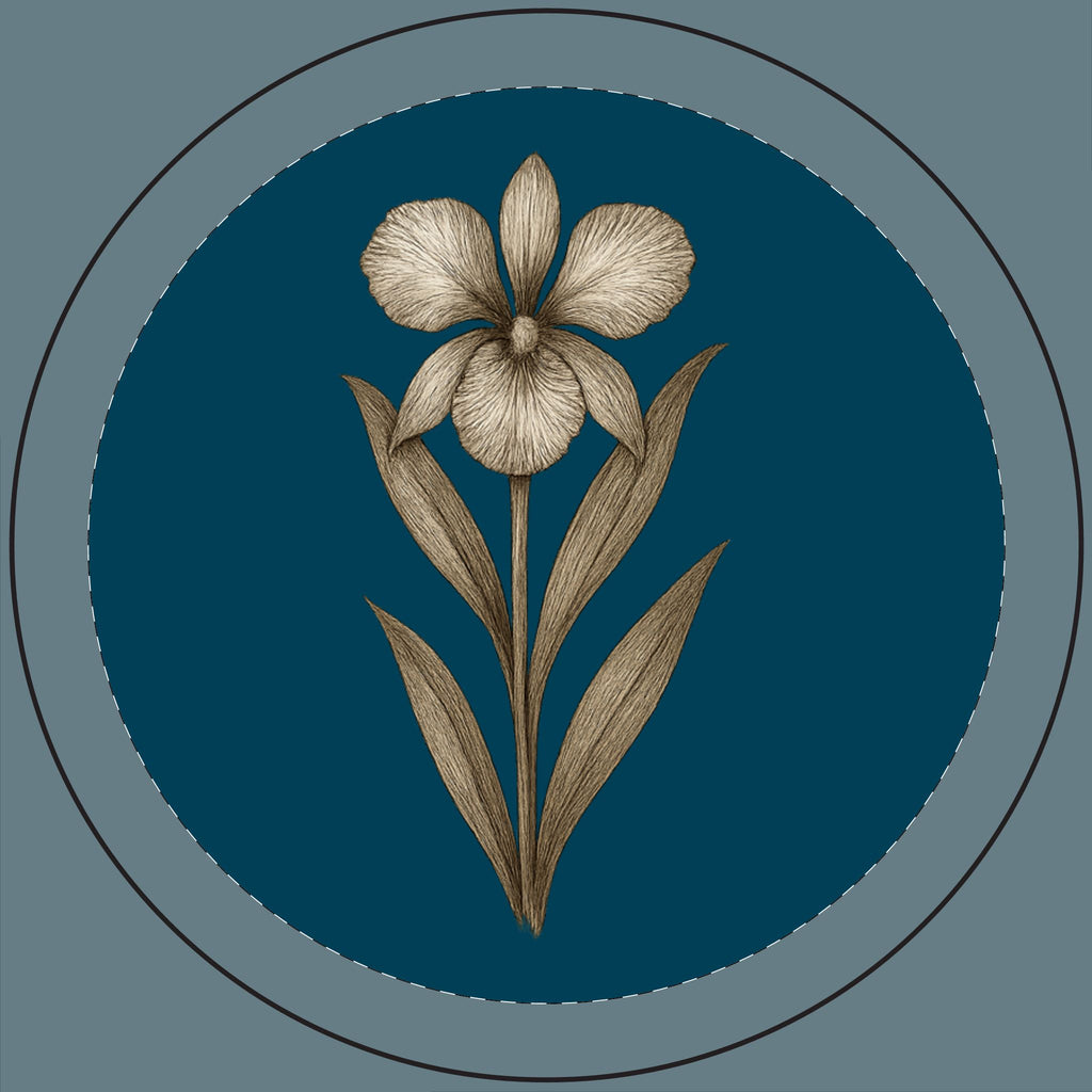 14oz Engraved Soy Candle — Botanical Iris Design, Scented Gift Candle