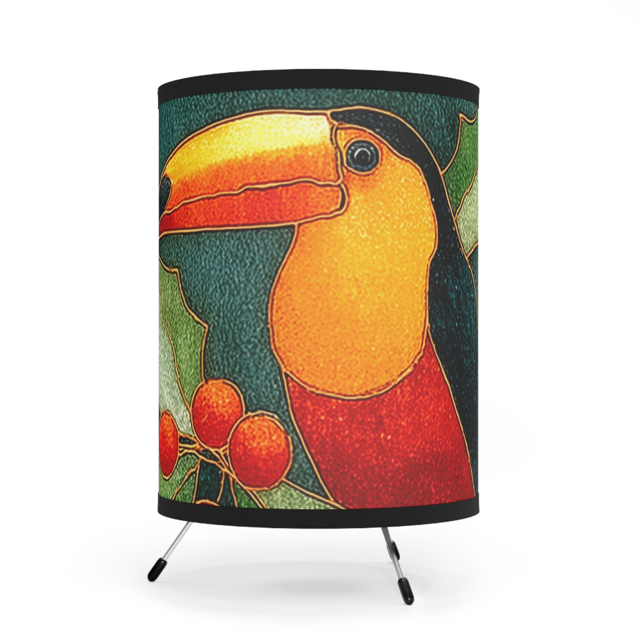 Tropical Toucan Tripod Lamp — Printed Shade Lamp with Vibrant Bird Art