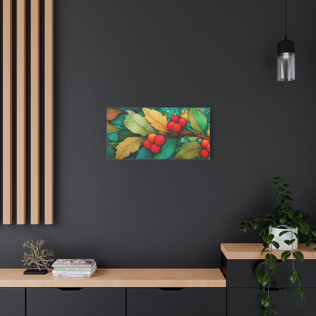 Holiday Berries Matte Canvas Wall Art — Stretched Botanical Print