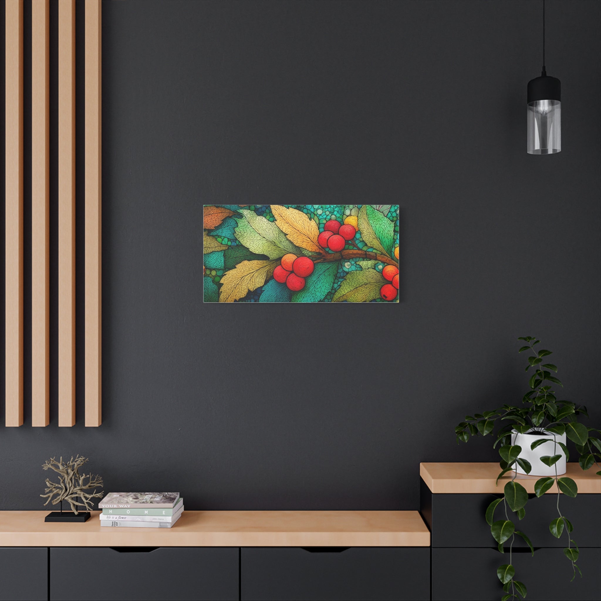 Holiday Berries Matte Canvas Wall Art — Stretched Botanical Print