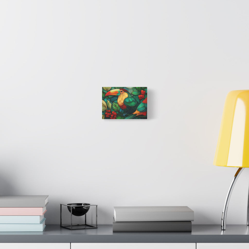 Tropical Toucan Satin Canvas Print — Colorful Jungle Wall Art (Stretched)