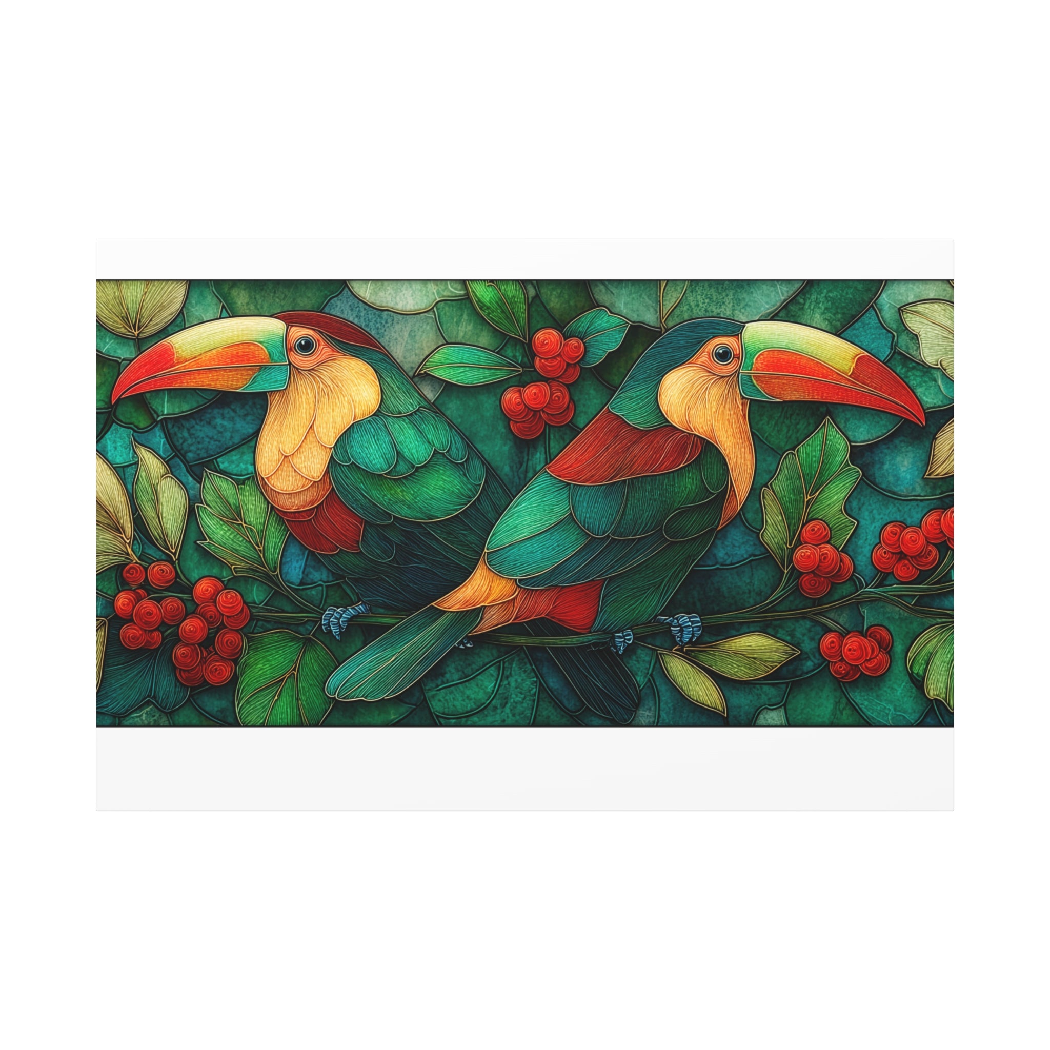 Festive Holliday Tropical Toucan Matte Canvas Wall Art — Stretched 1.25"