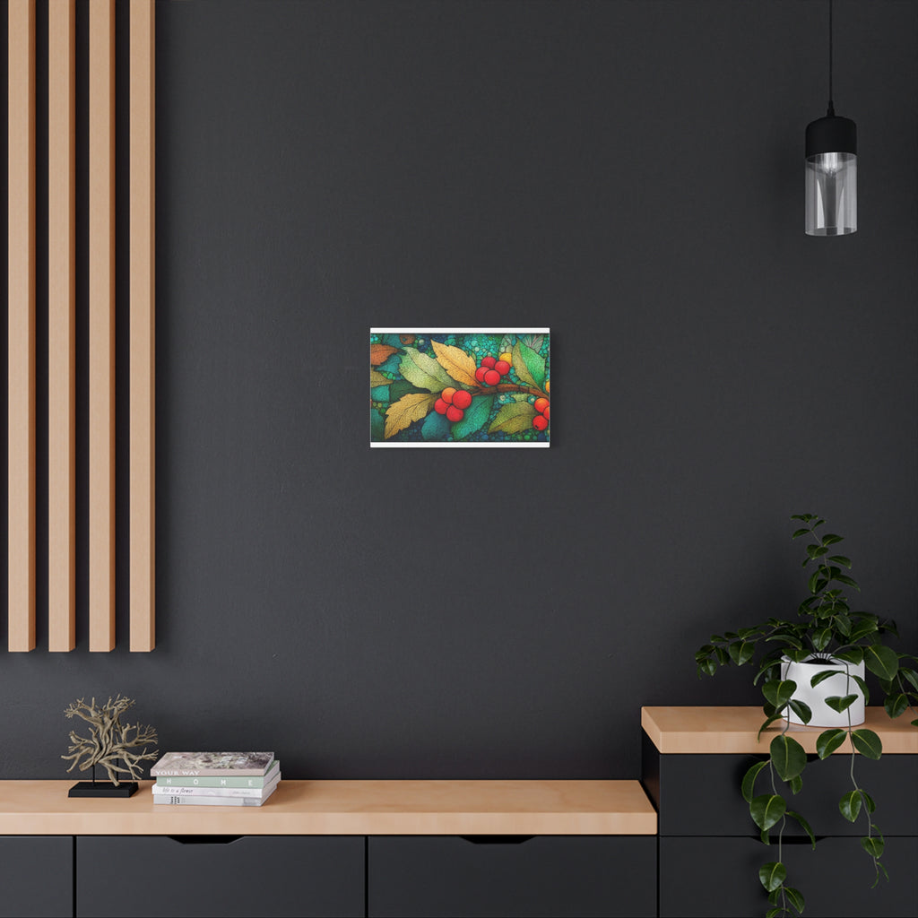Holiday Berries Matte Canvas Wall Art — Stretched Botanical Print