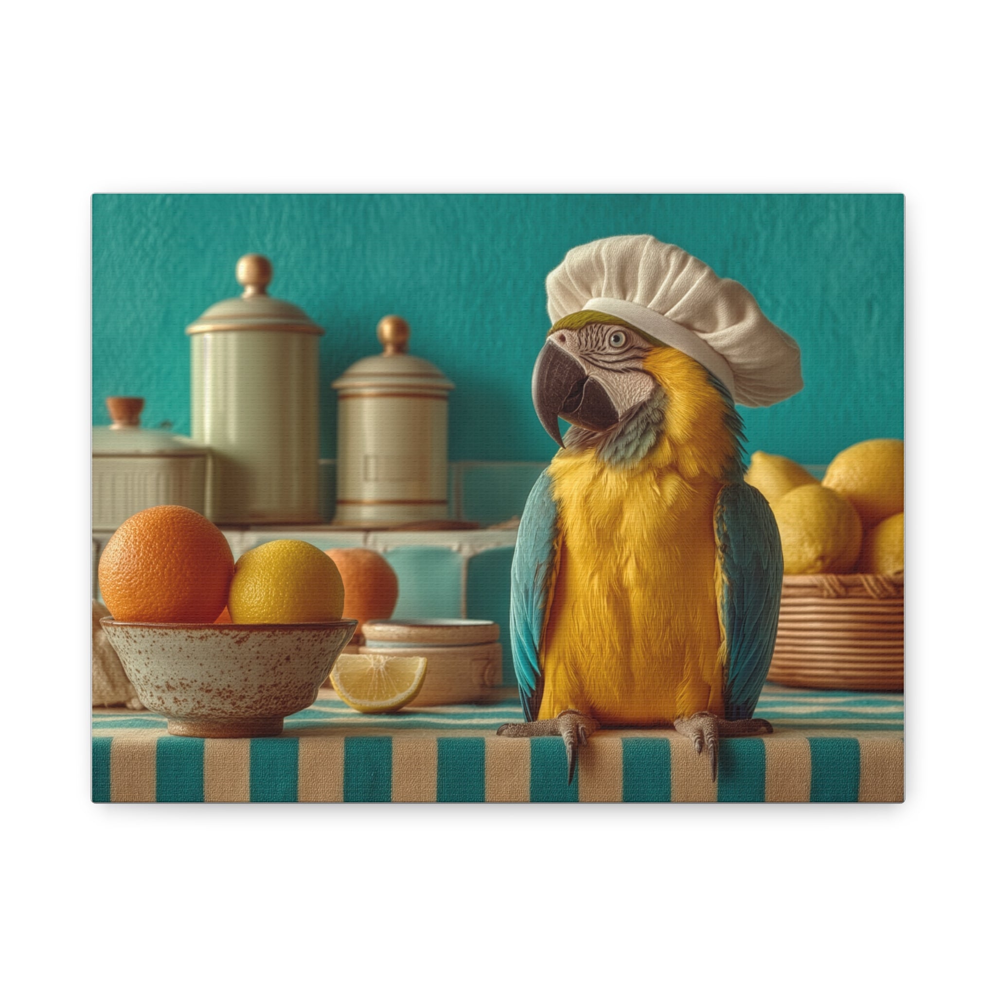 Parrot Chef Canvas — Matte Stretched Wall Art (1.25")