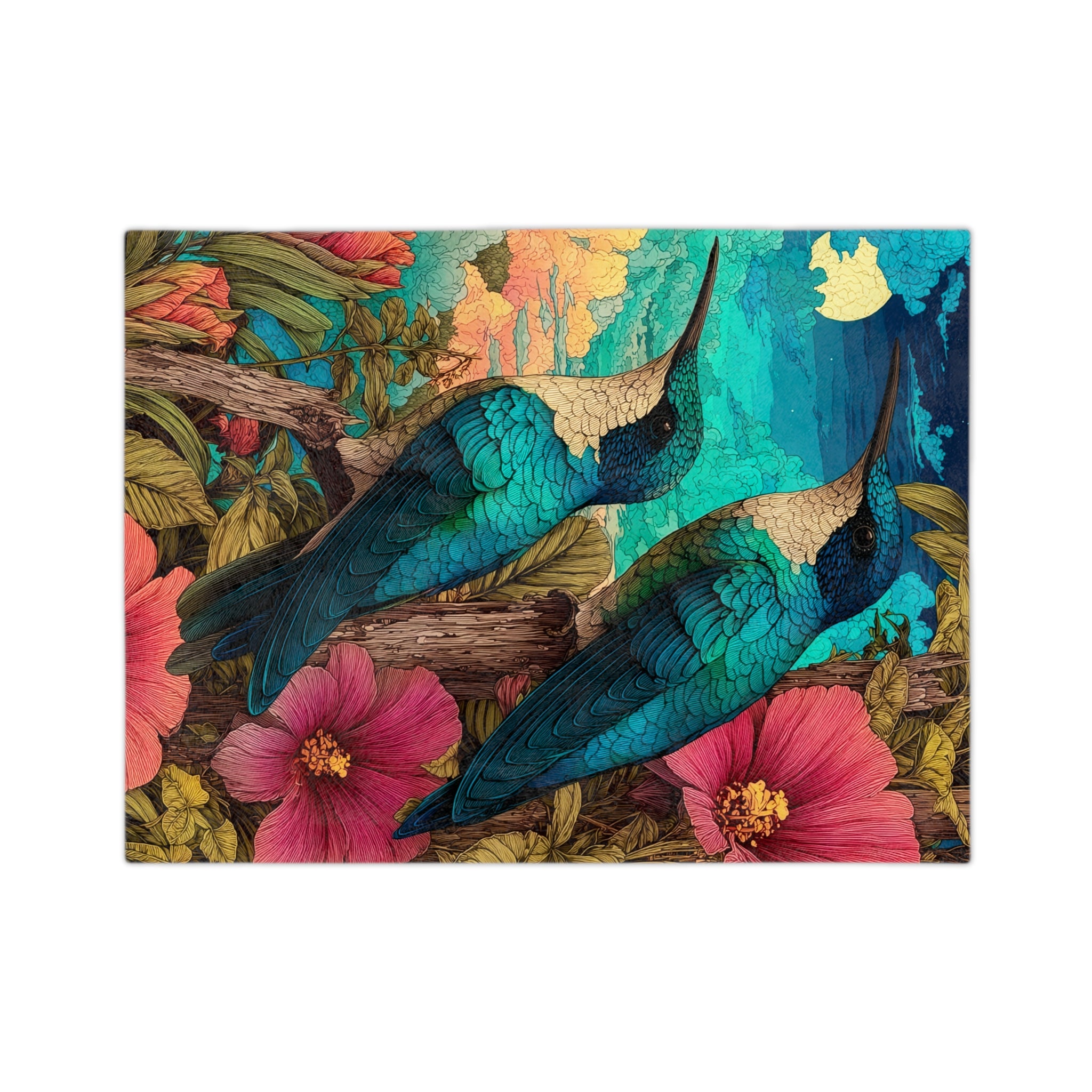 Hummingbird Forest Velveteen Microfiber Blanket