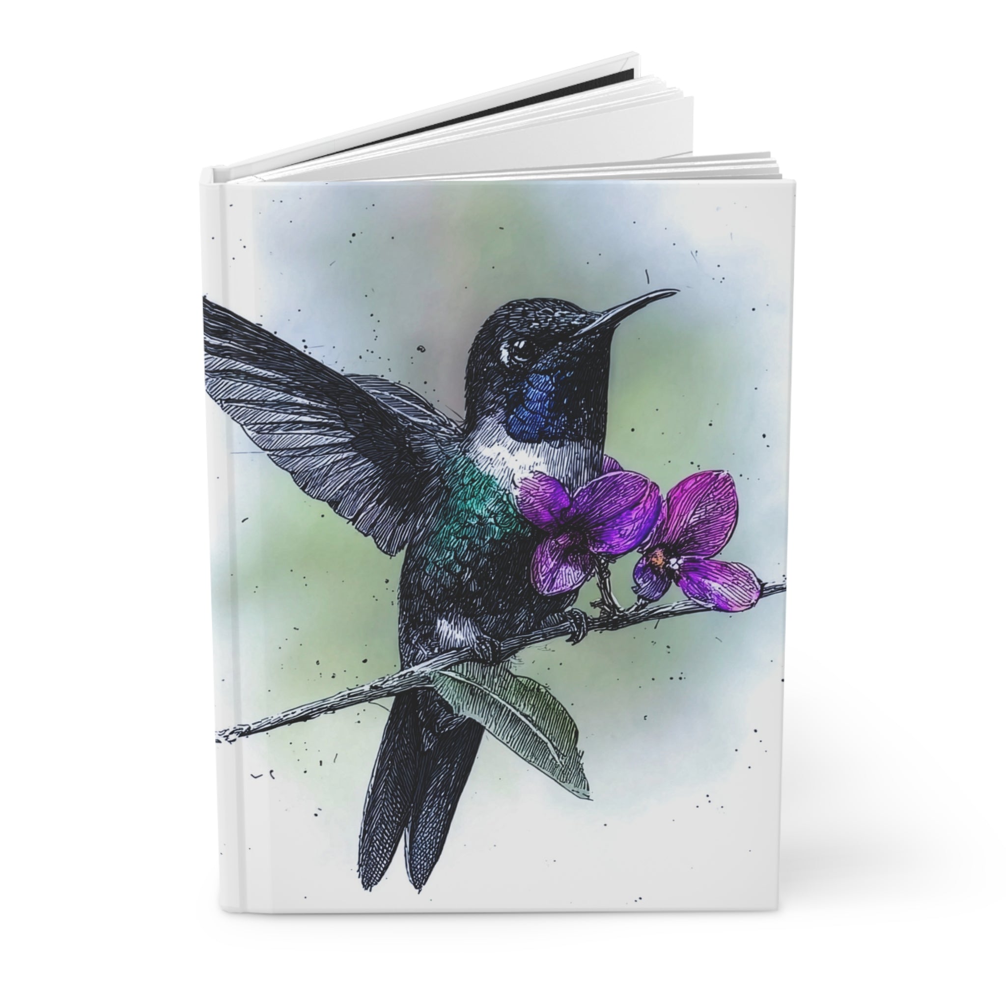 Hummingbird & Orchid Hardcover Journal — Floral Nature Sketch Notebook for Writers & Travel