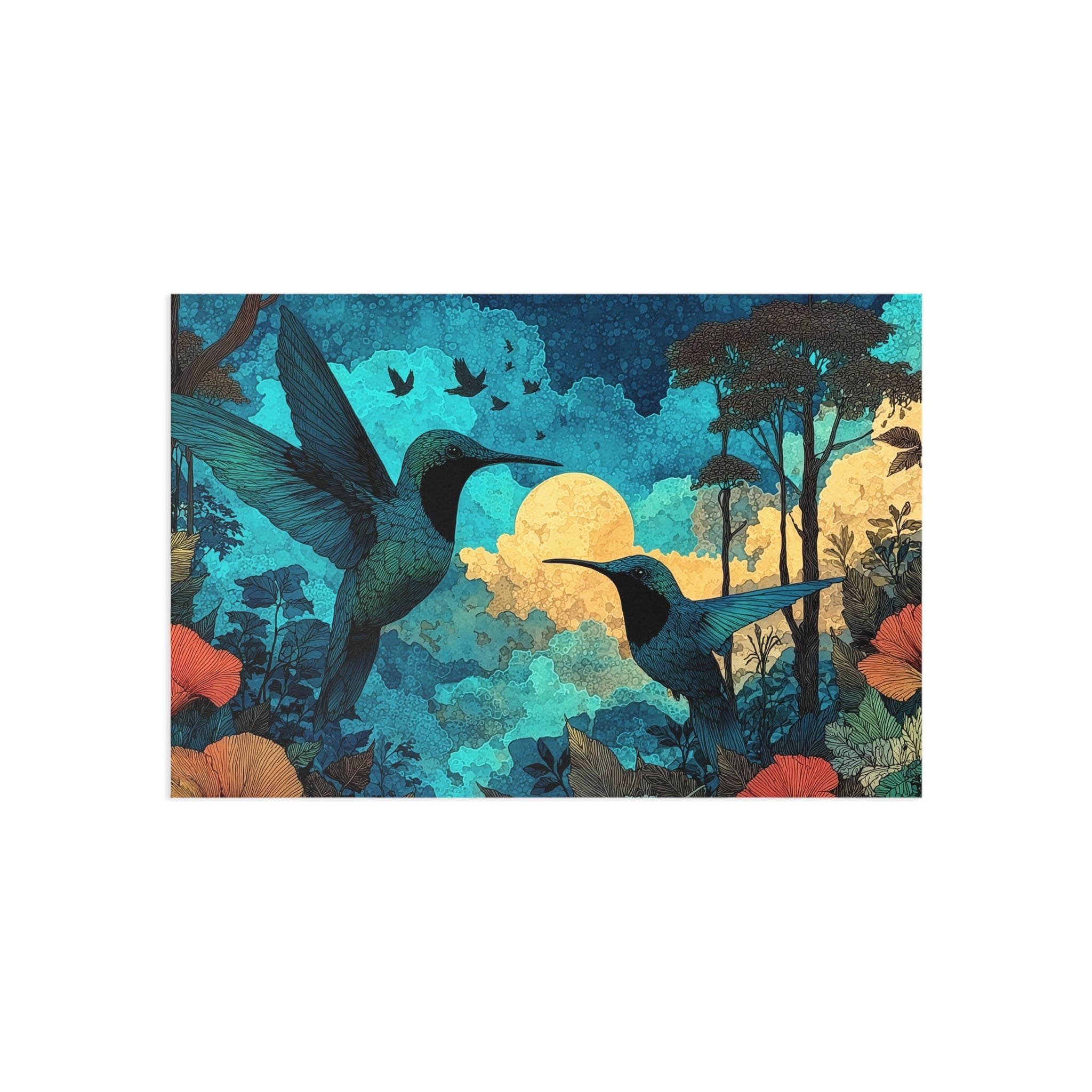 Fine Art Postcards — Hummingbird Midnight Dance Scenic Art Cards (Set)