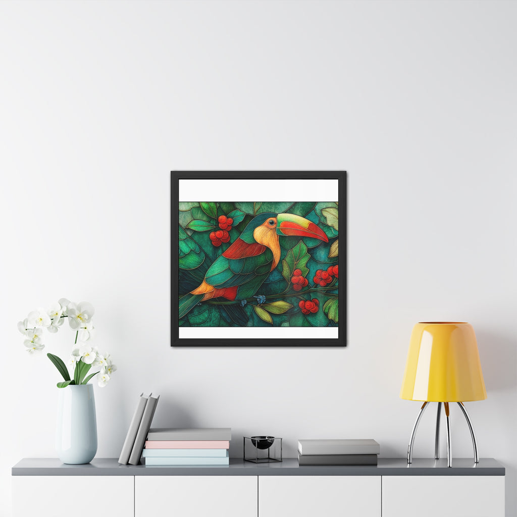 Toucan Jungle Framed Poster — Colorful Tropical Bird Wall Art