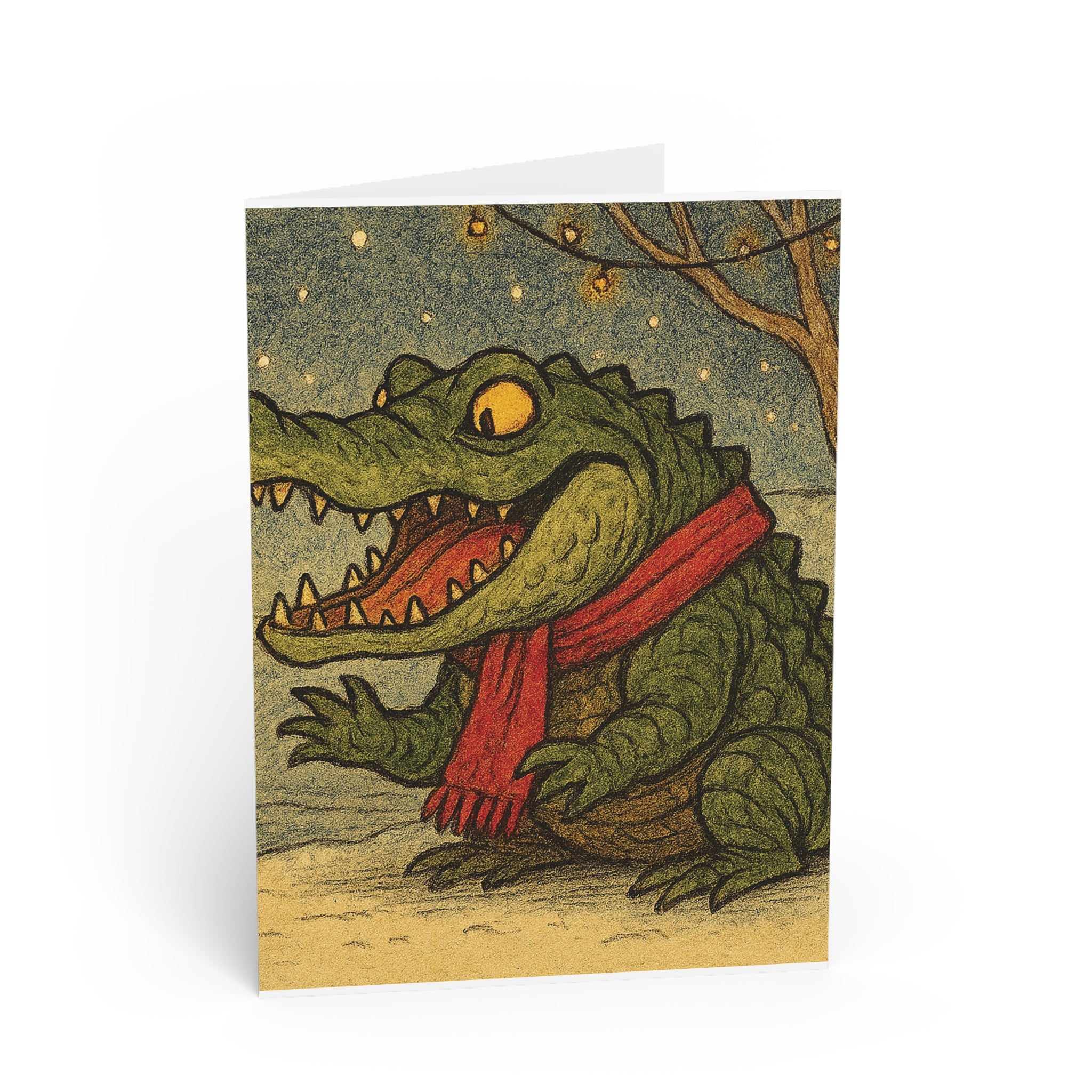 Holiday Animal Greeting Cards — Cute Crocodile & Capybara Christmas Card Set