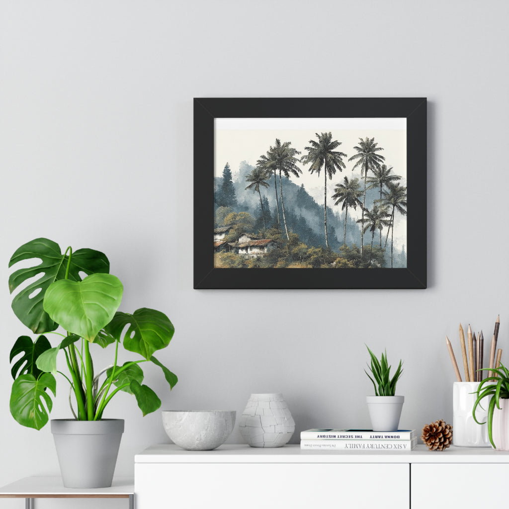 Tropical Palm Landscape Framed Print — Serene Coastal Palm Trees Wall Art