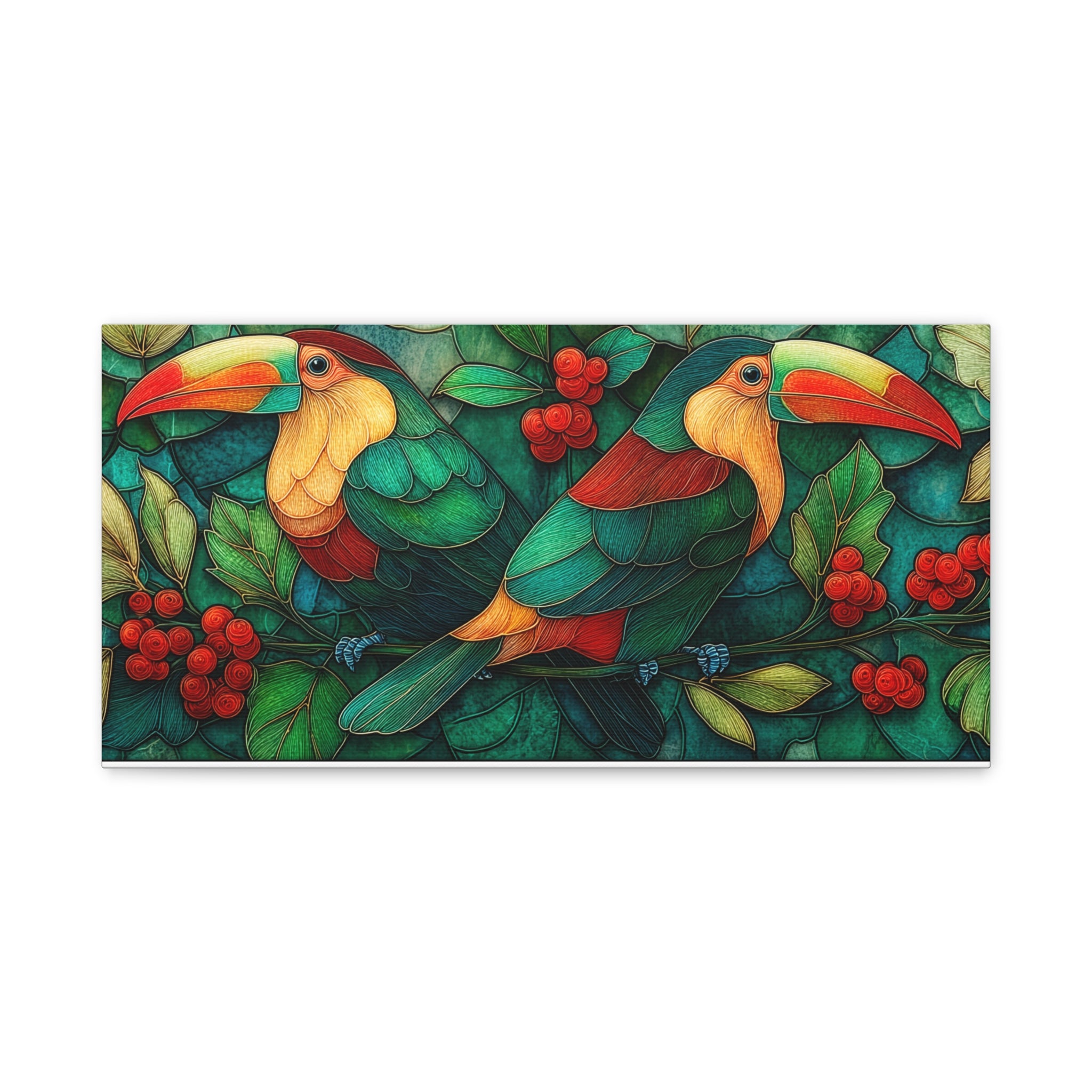 Festive Holliday Tropical Toucan Matte Canvas Wall Art — Stretched 1.25"