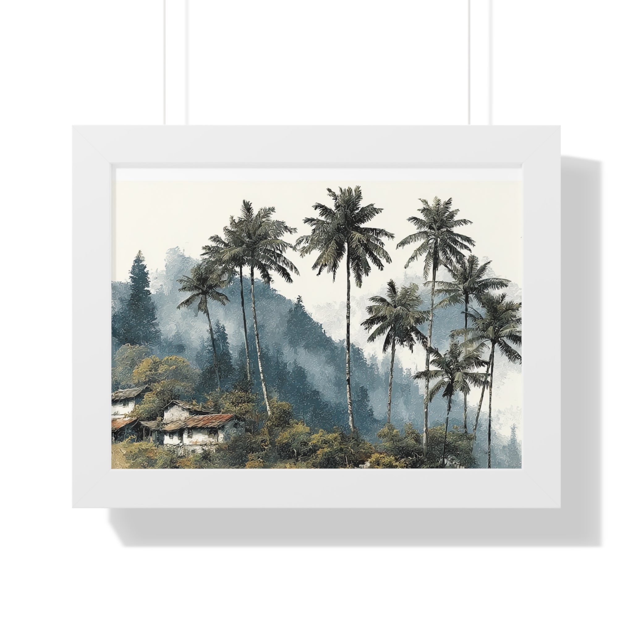 Tropical Palm Landscape Framed Poster — Serene Coastal Palm Trees Wall Art
