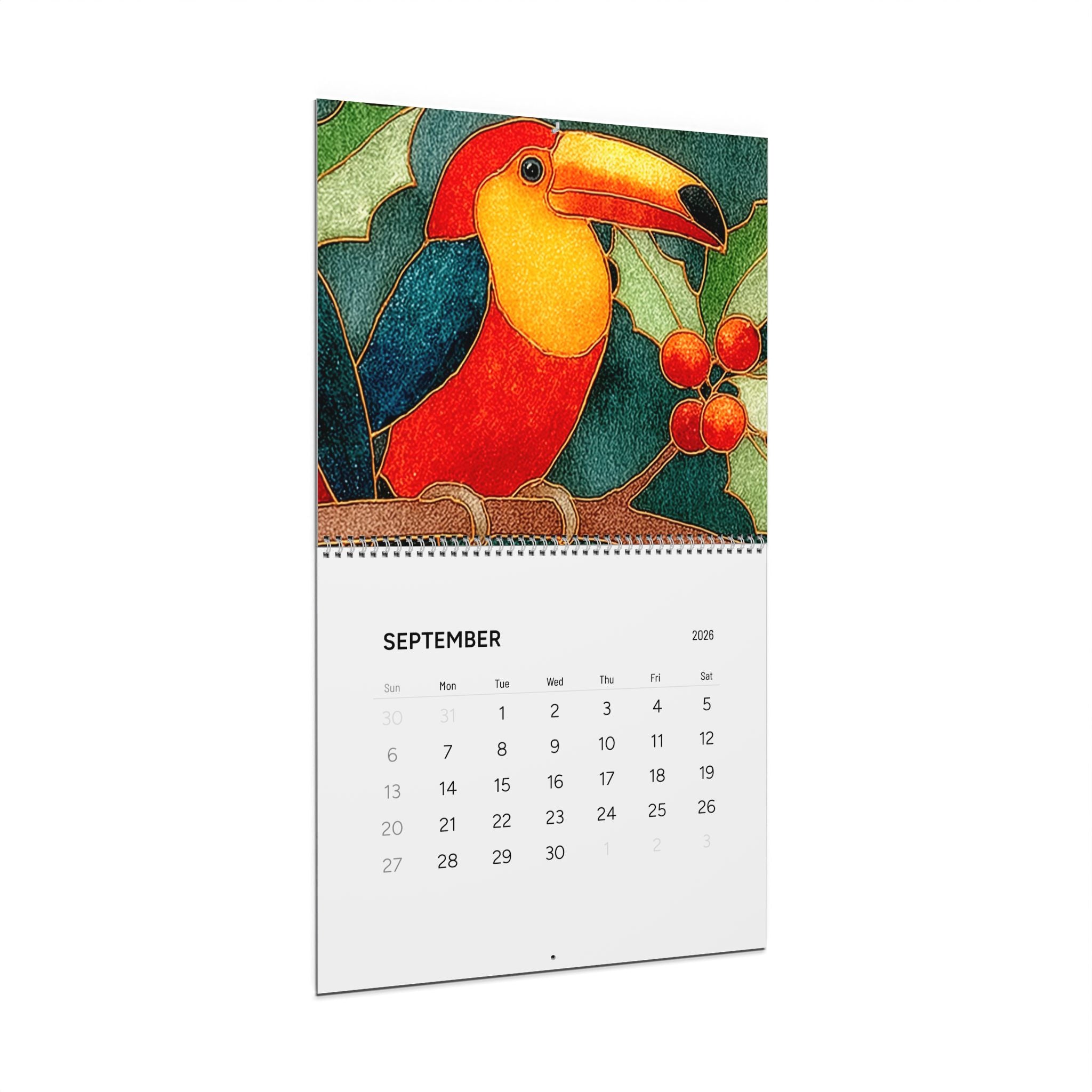 Tropical Toucan 2026 Wall Calendar — Colorful Tropical Birds & Floral Scenes, Monthly Planner