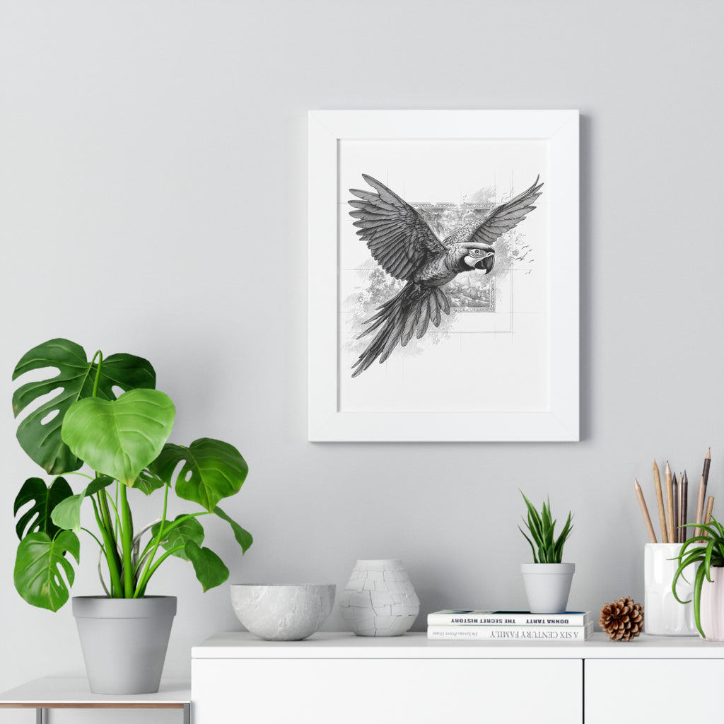 Framed Vertical Print -- Toucan Pencil Drawing