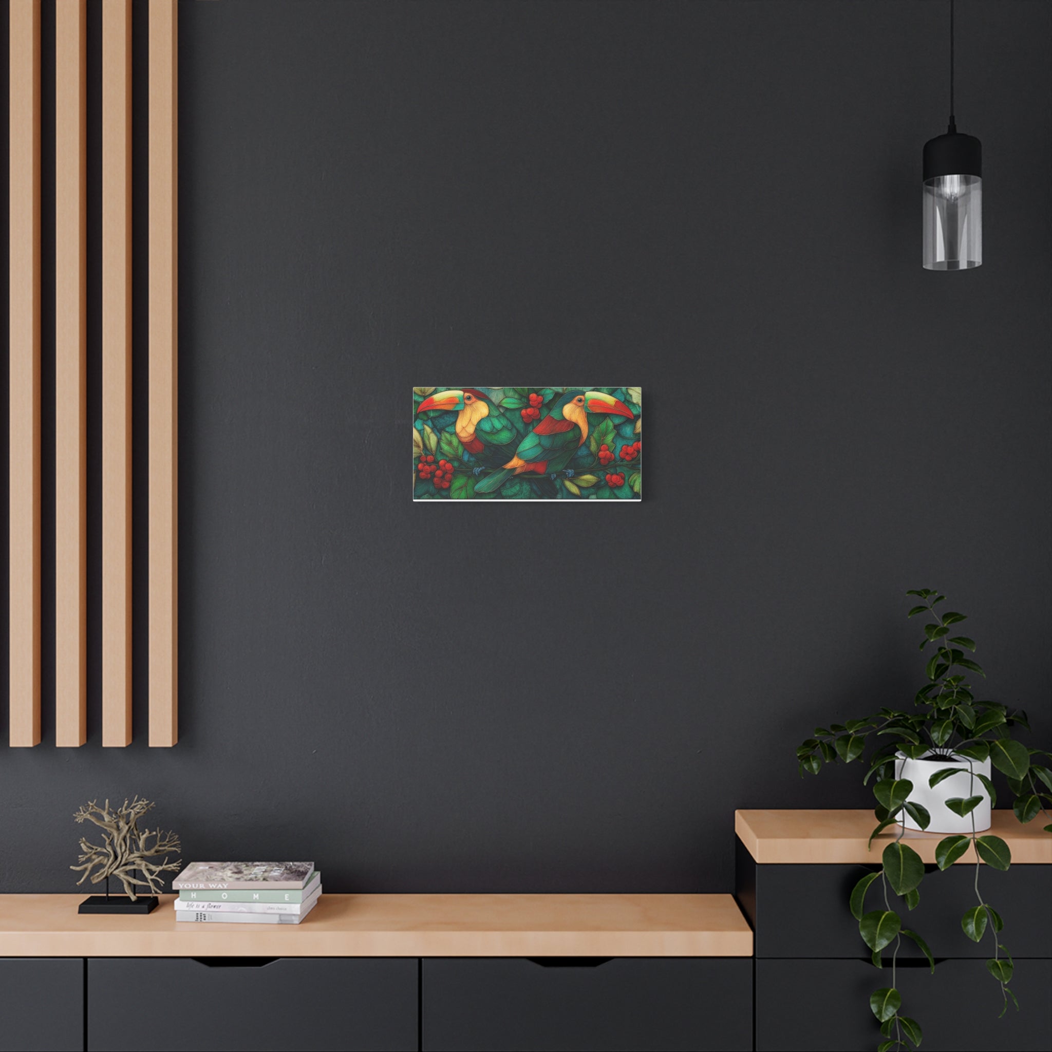 Festive Holliday Tropical Toucan Matte Canvas Wall Art — Stretched 1.25"