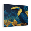 Tropical Toucan Matte Canvas Wall Art – Blue & Gold Exotic Bird Print
