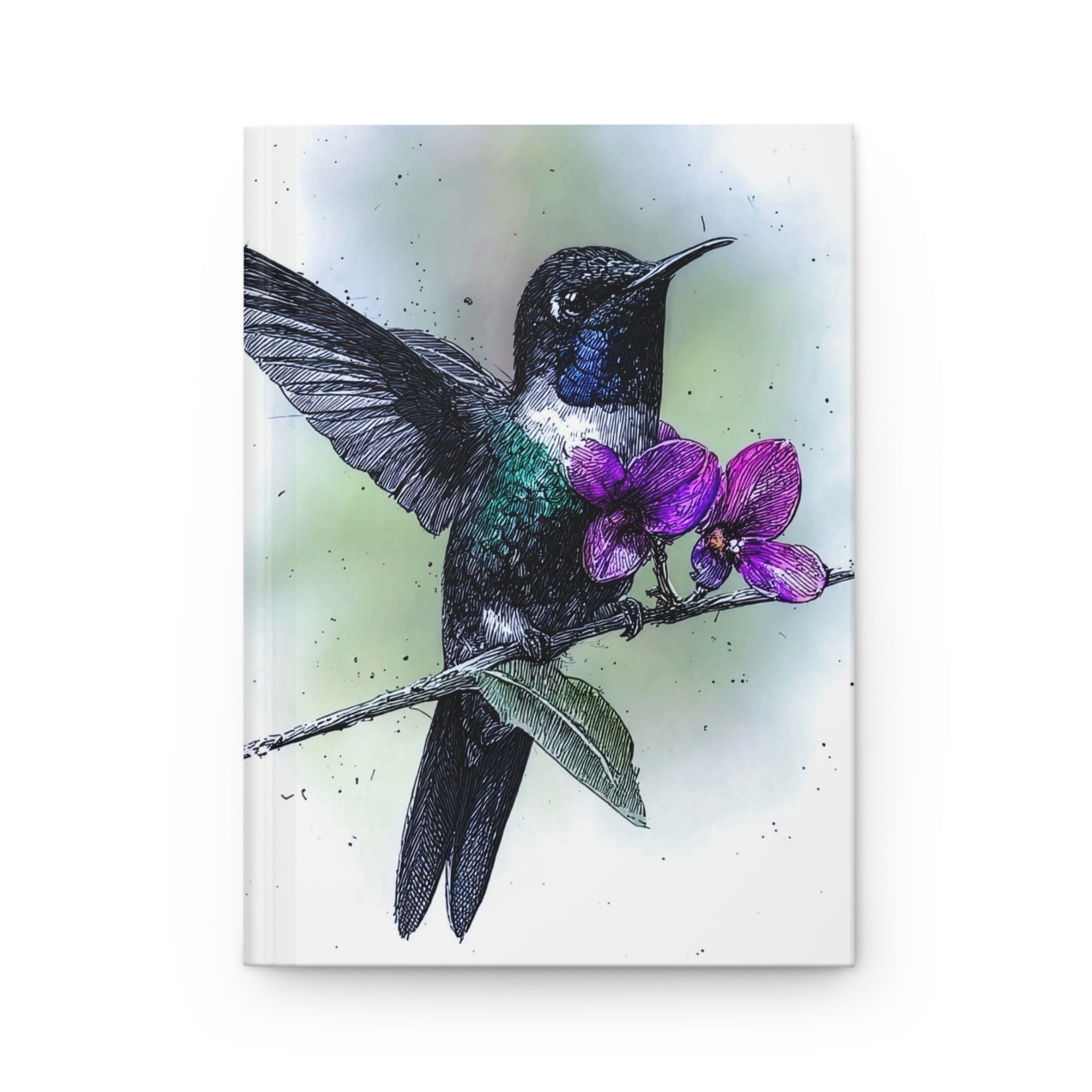 Hummingbird & Orchid Hardcover Journal — Floral Nature Sketch Notebook for Writers & Travel