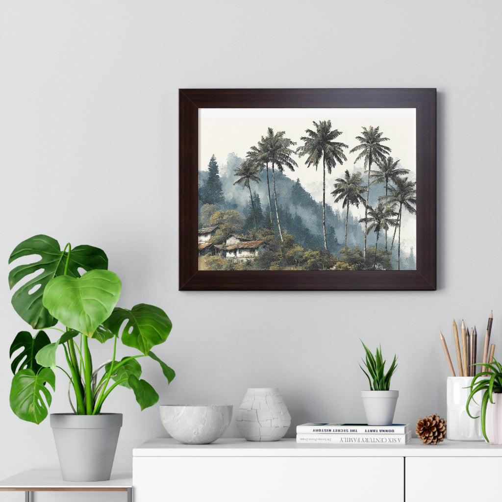 Tropical Palm Landscape Framed Print — Serene Coastal Palm Trees Wall Art