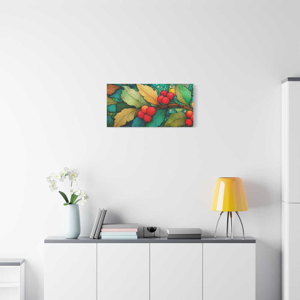 Holiday Berries Matte Canvas Wall Art — Stretched Botanical Print