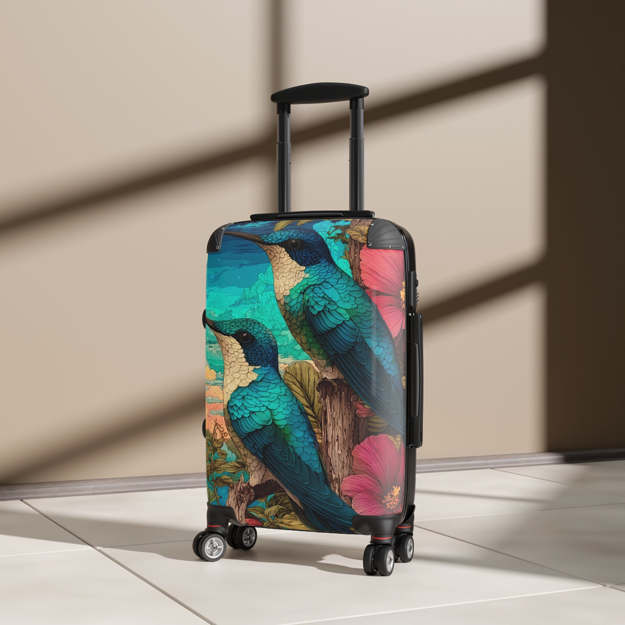 Hummingbird Paradise Carry-On Suitcase – Tropical Bird Luggage Cover Design