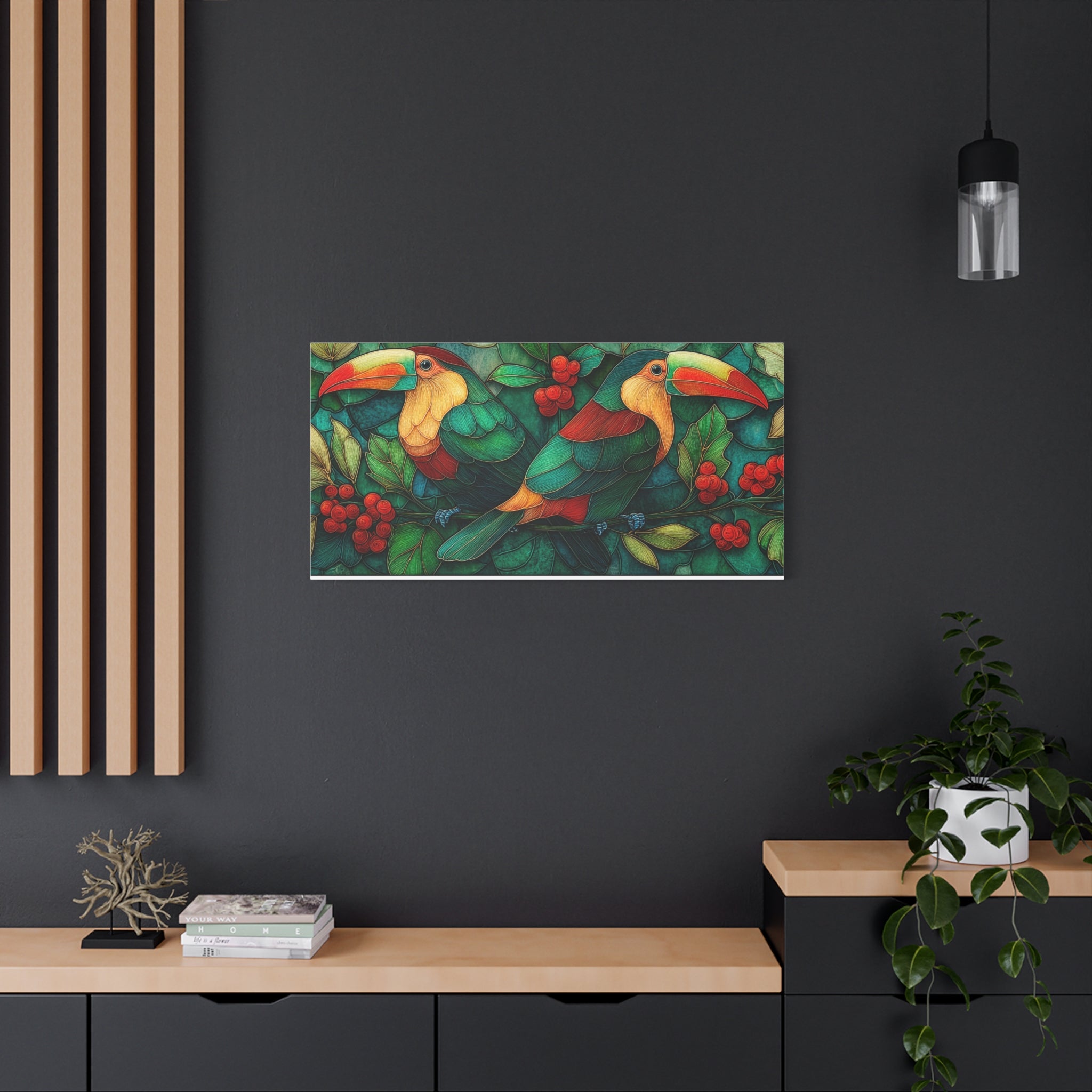 Festive Holliday Tropical Toucan Matte Canvas Wall Art — Stretched 1.25"