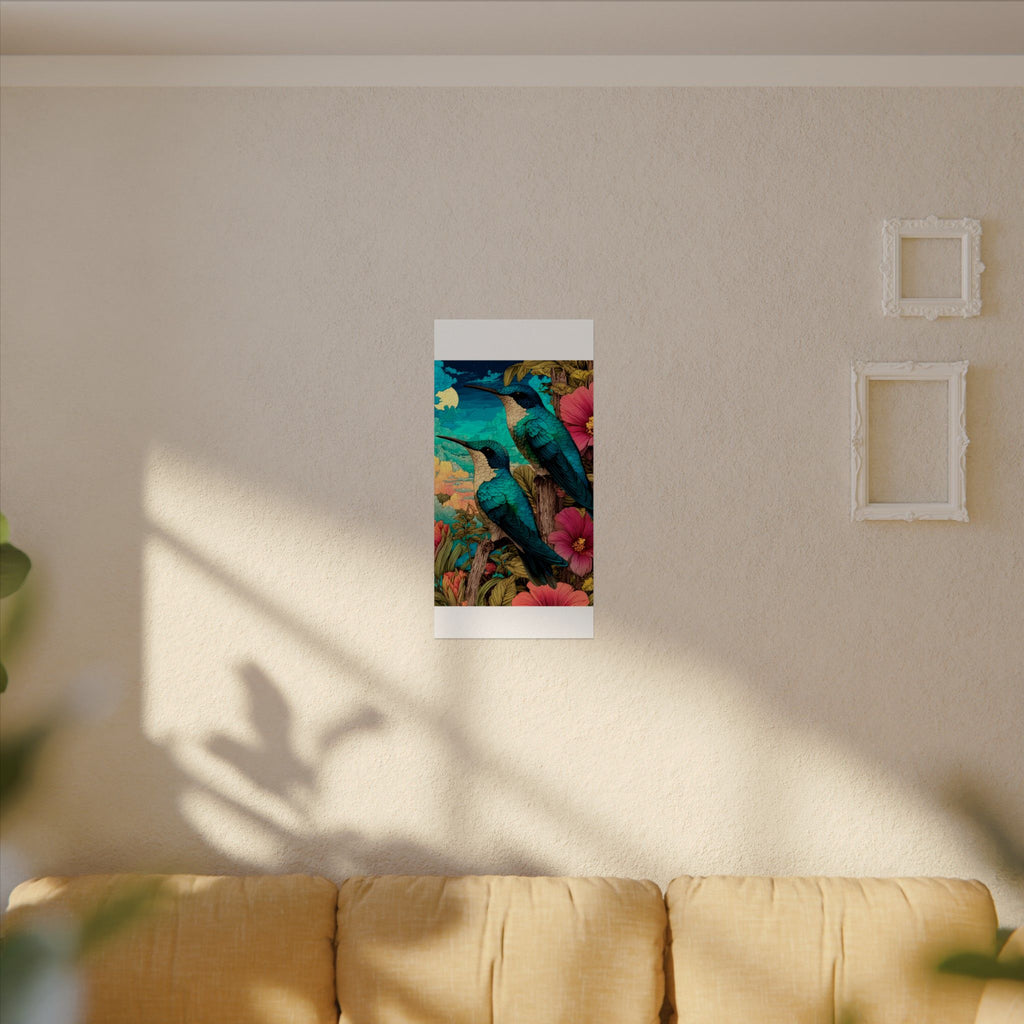 Hummingbird Watercolor Art Poster — Textured Matte Nature Print