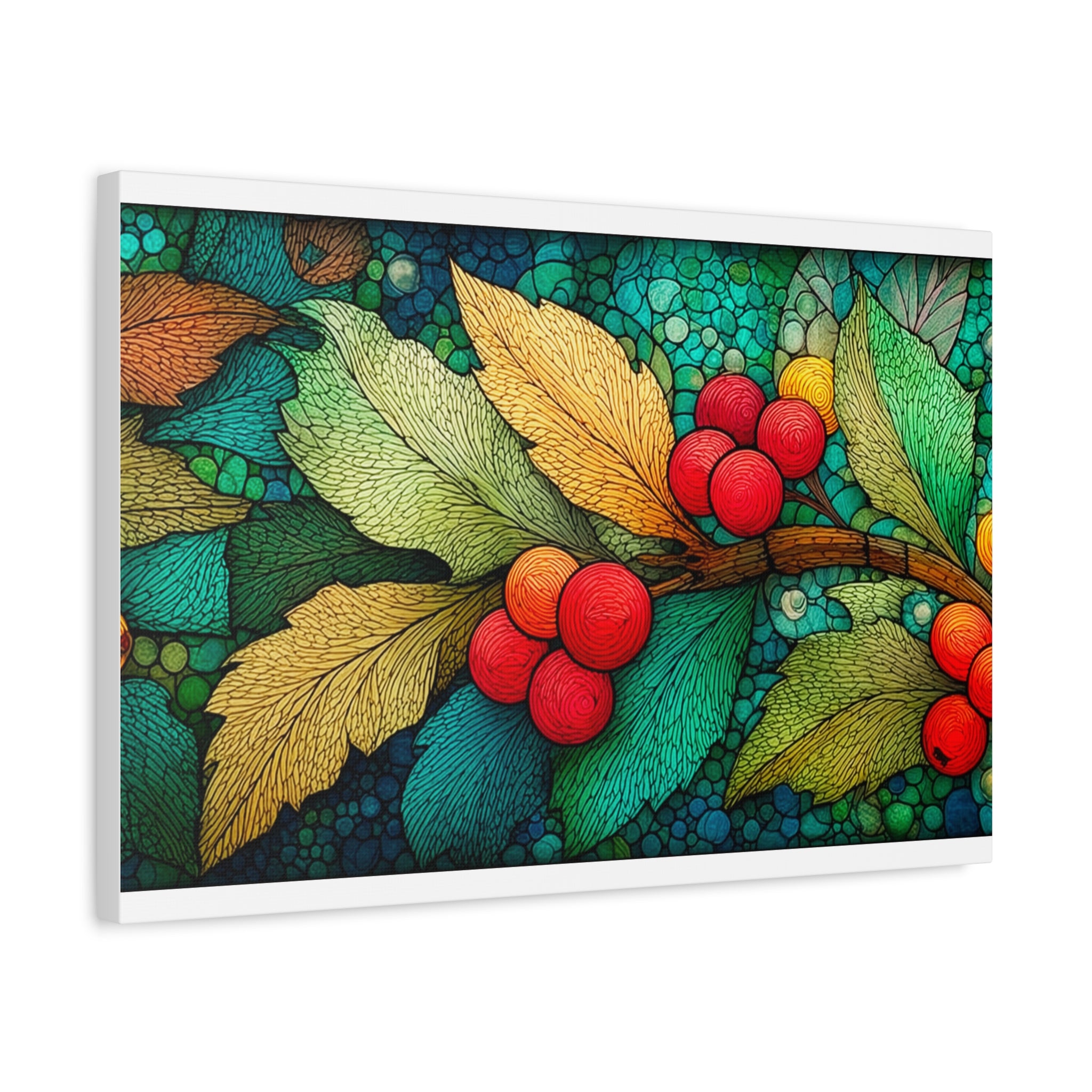Holiday Berries Matte Canvas Wall Art — Stretched Botanical Print