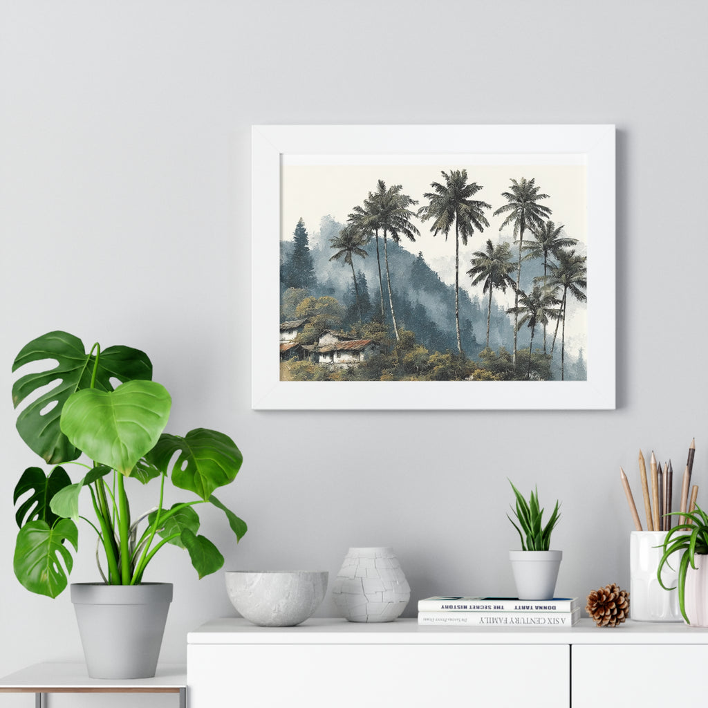Tropical Palm Landscape Framed Print — Serene Coastal Palm Trees Wall Art