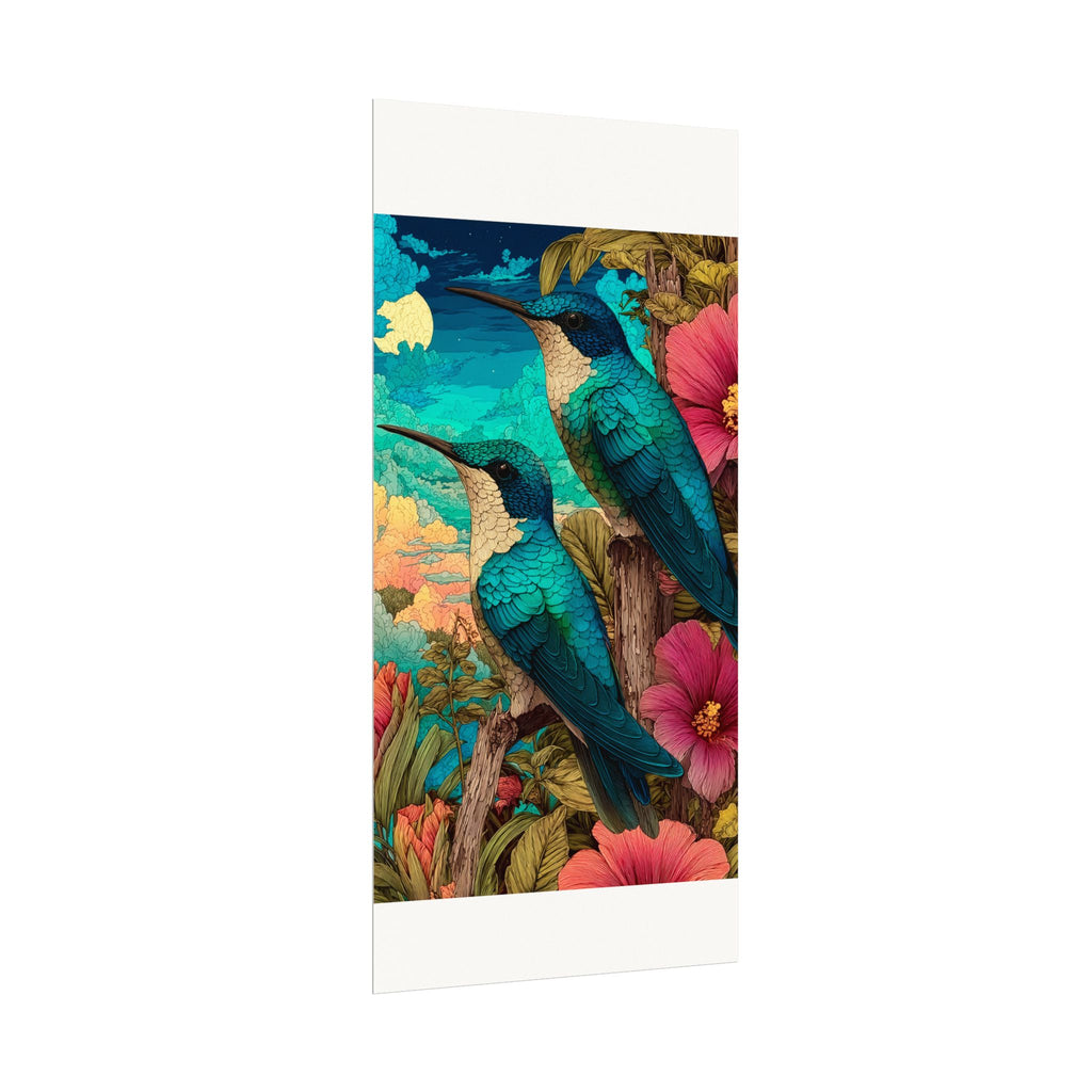 Hummingbird Watercolor Art Poster — Textured Matte Nature Print