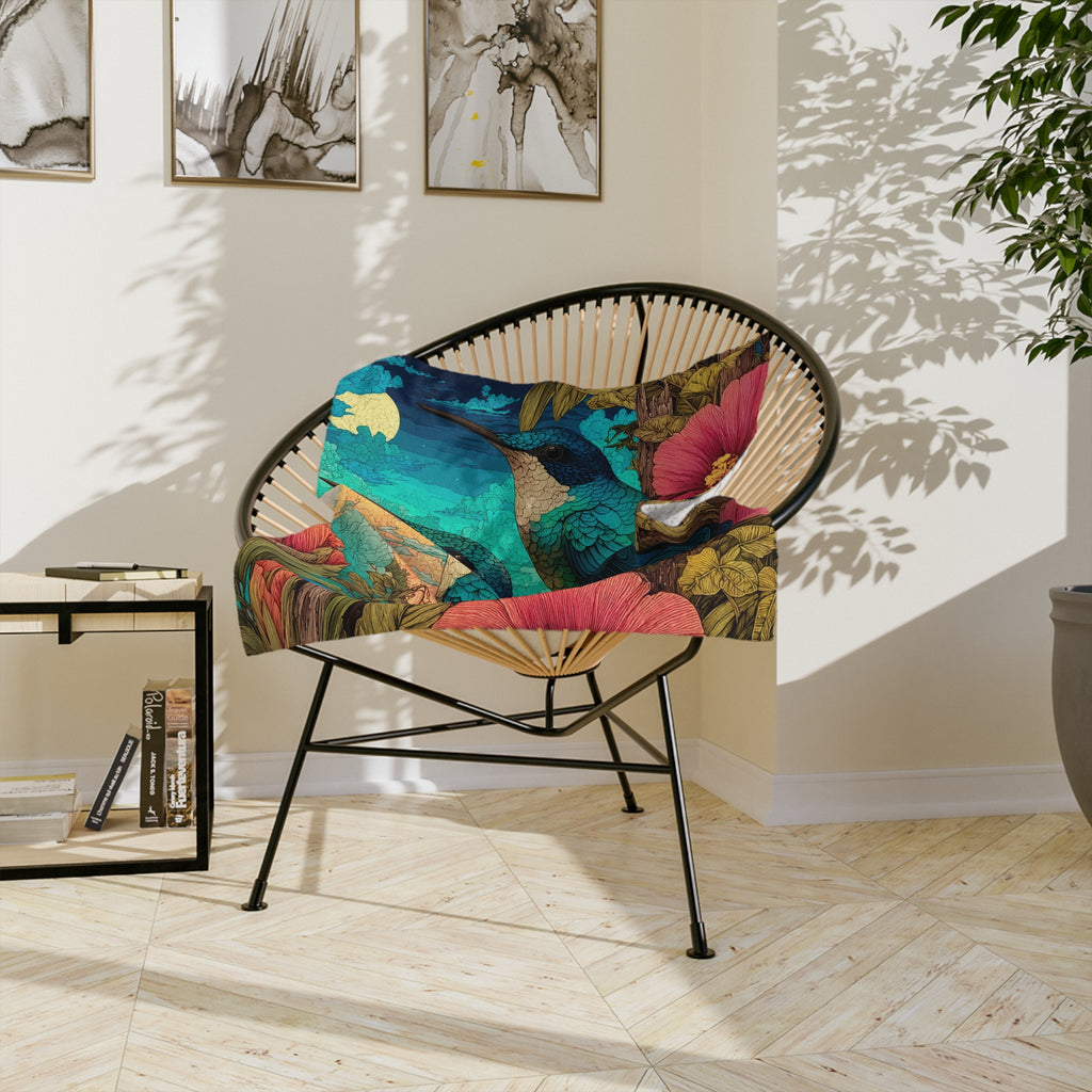 Hummingbird Forest Velveteen Microfiber Blanket