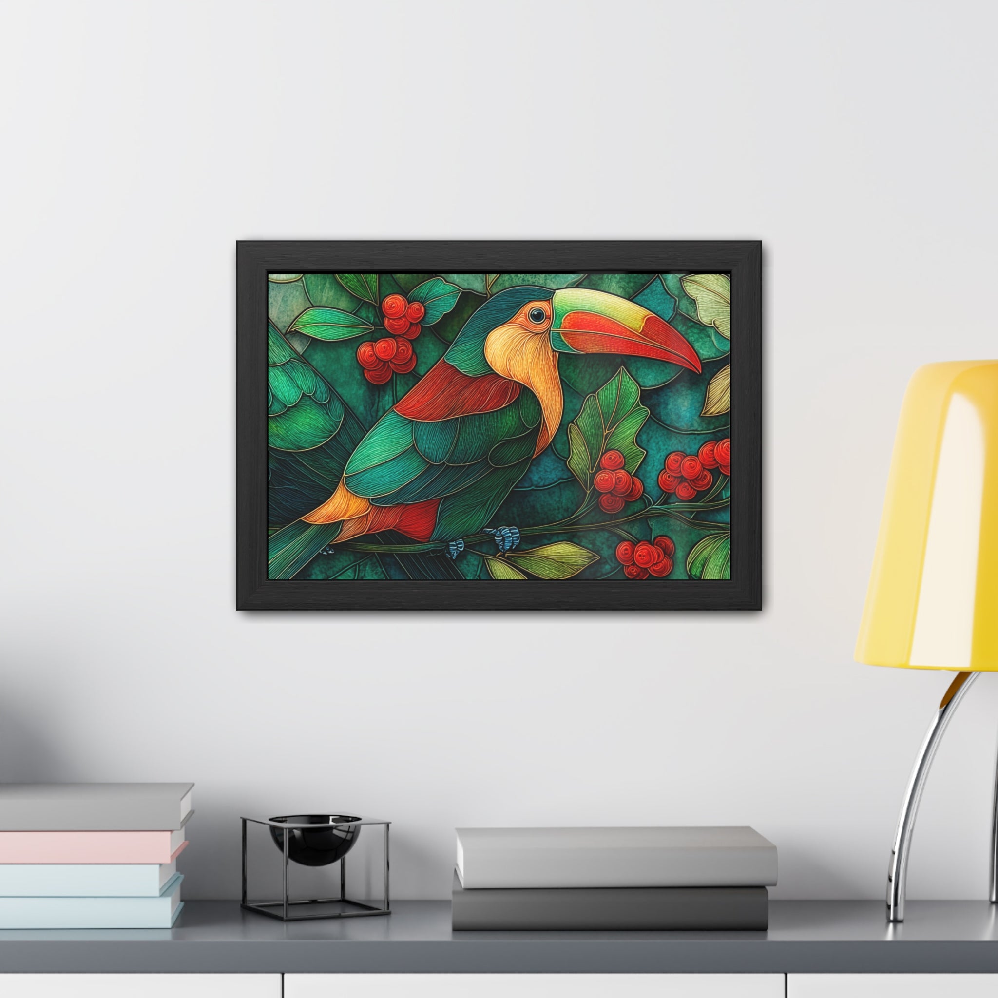 Toucan Jungle Framed Poster — Colorful Tropical Bird Wall Art