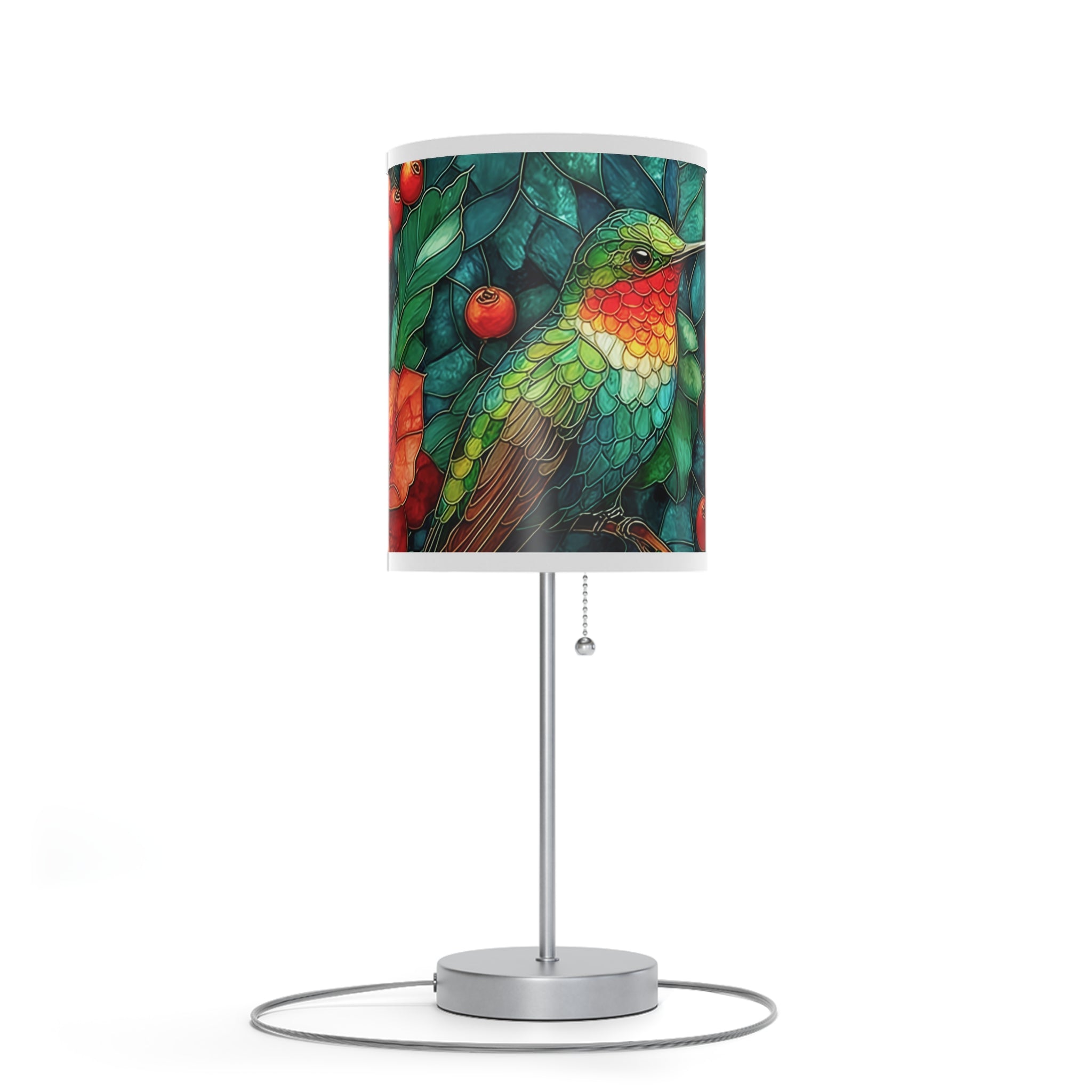 Floral Hummingbird Table Lamp — Tropical Botanical Shade (US/CA Plug)