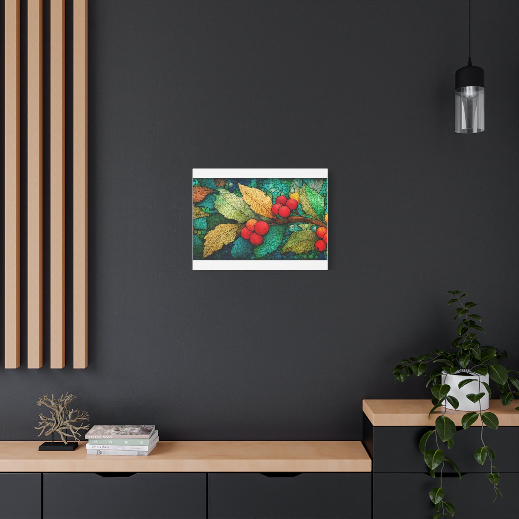Holiday Berries Matte Canvas Wall Art — Stretched Botanical Print