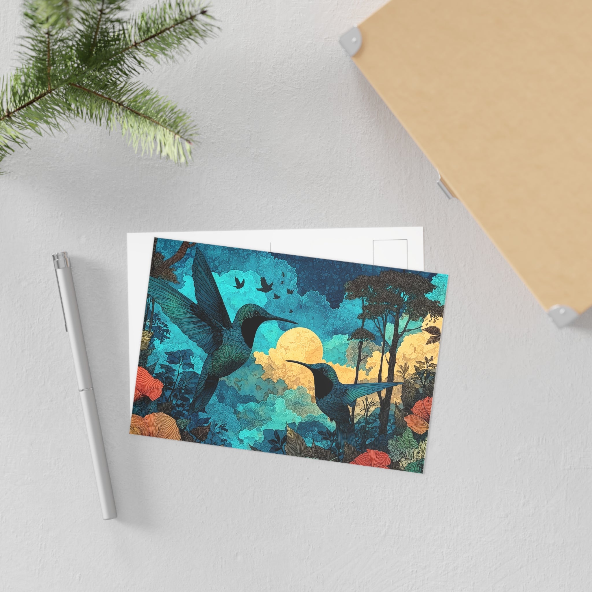 Fine Art Postcards — Hummingbird Midnight Dance Scenic Art Cards (Set)