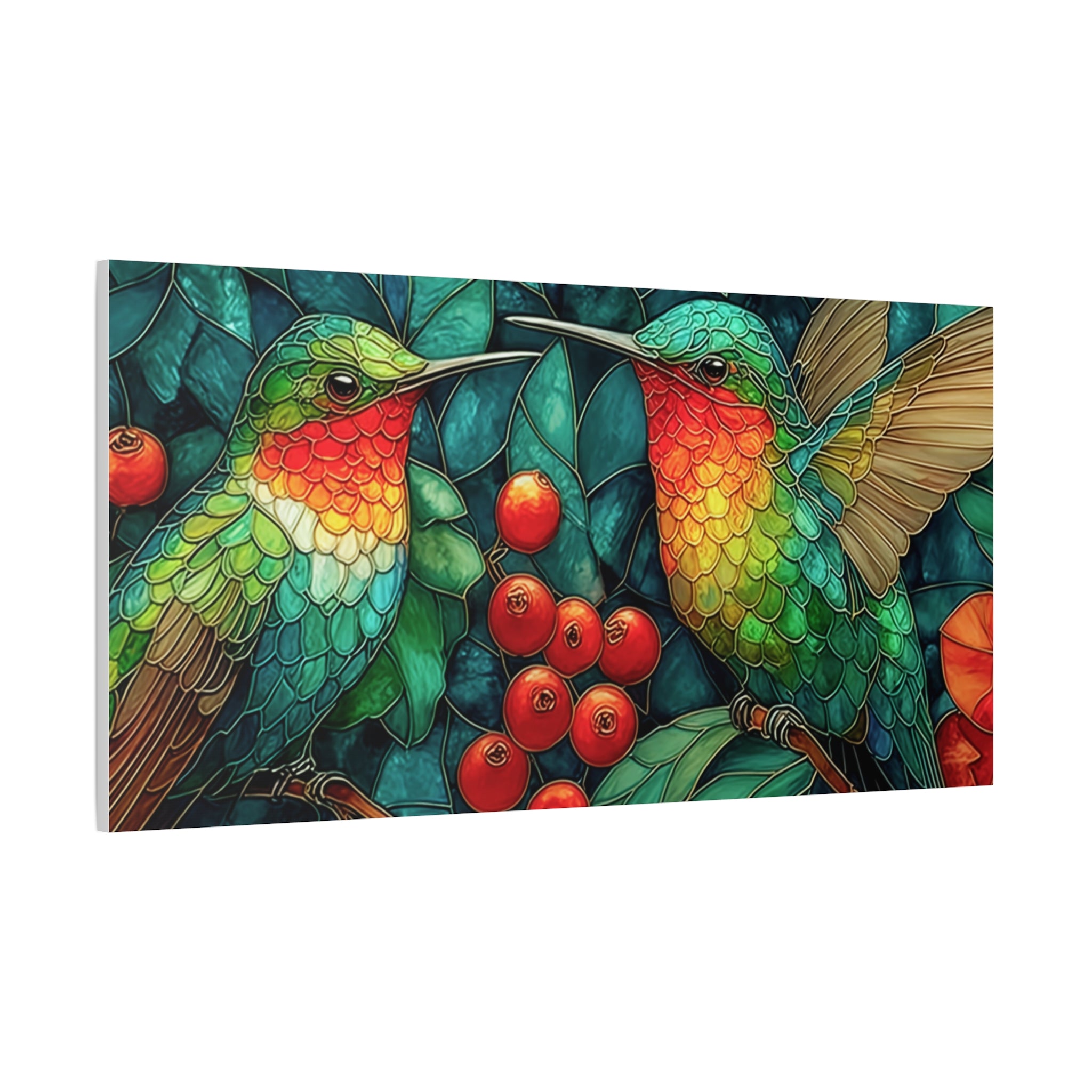 Hummingbird Botanical Matte Stretched Canvas Wall Art