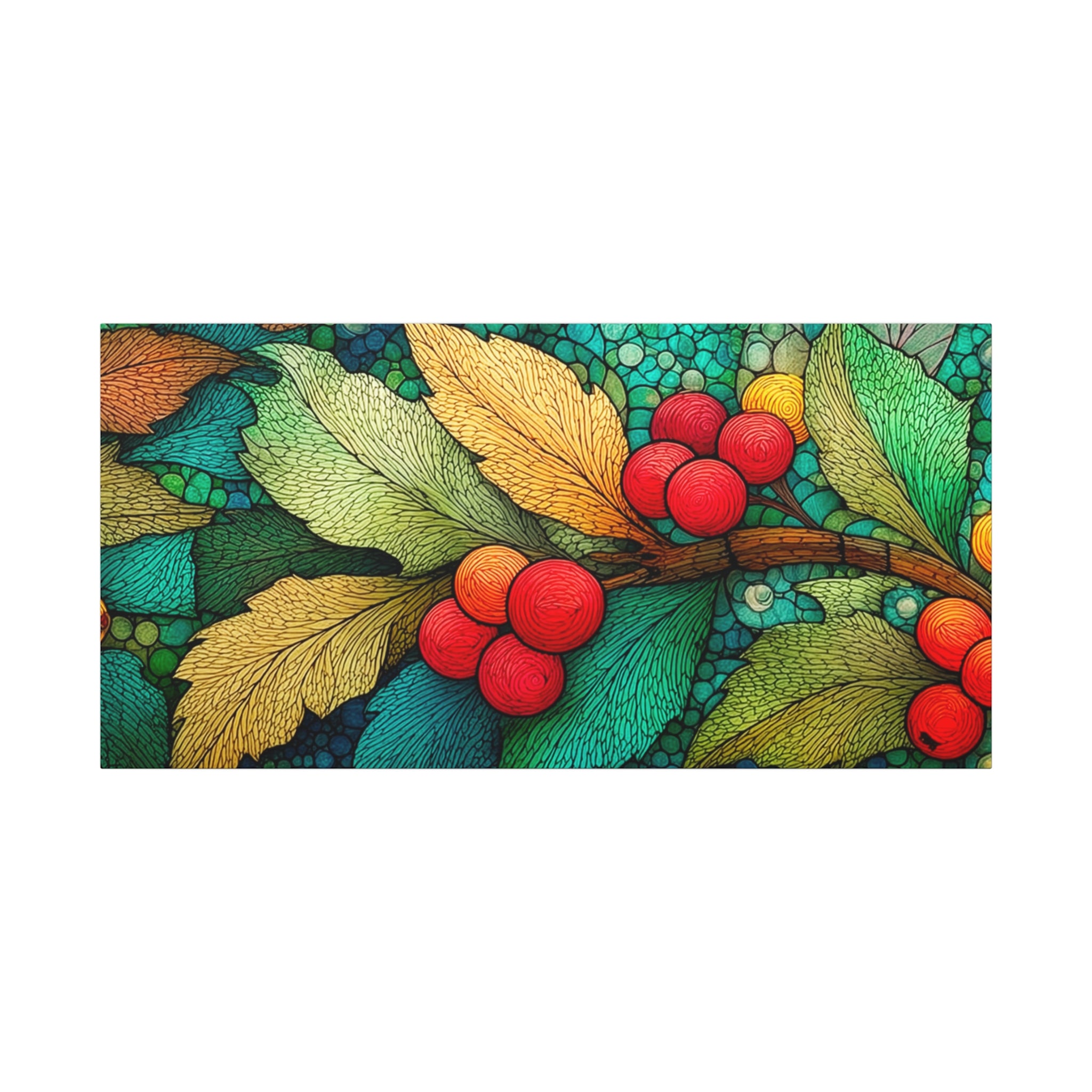 Holiday Berries Matte Canvas Wall Art — Stretched Botanical Print