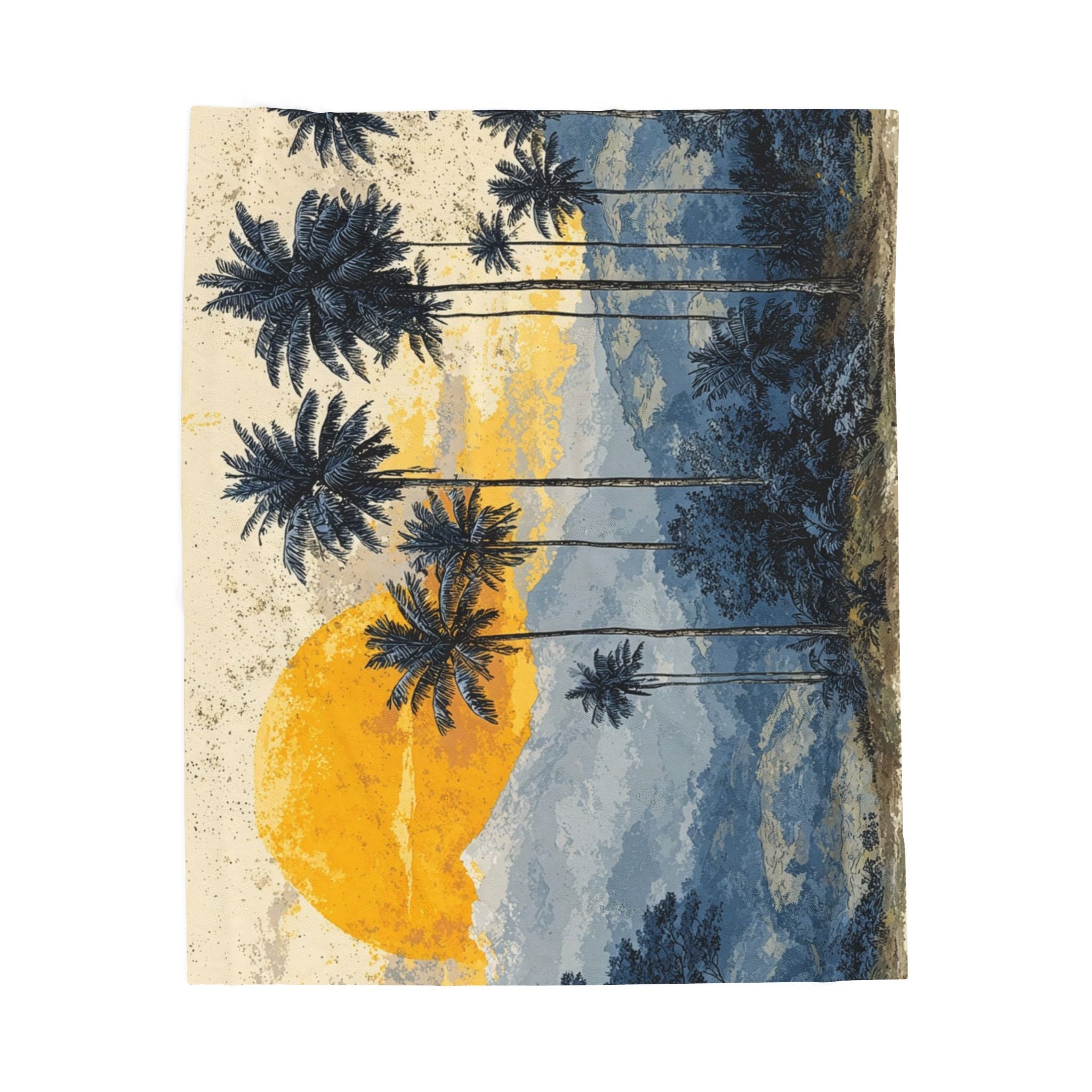 Sunset Velveteen Plush Blanket — Beautiful Sunset Design, Cozy Throw
