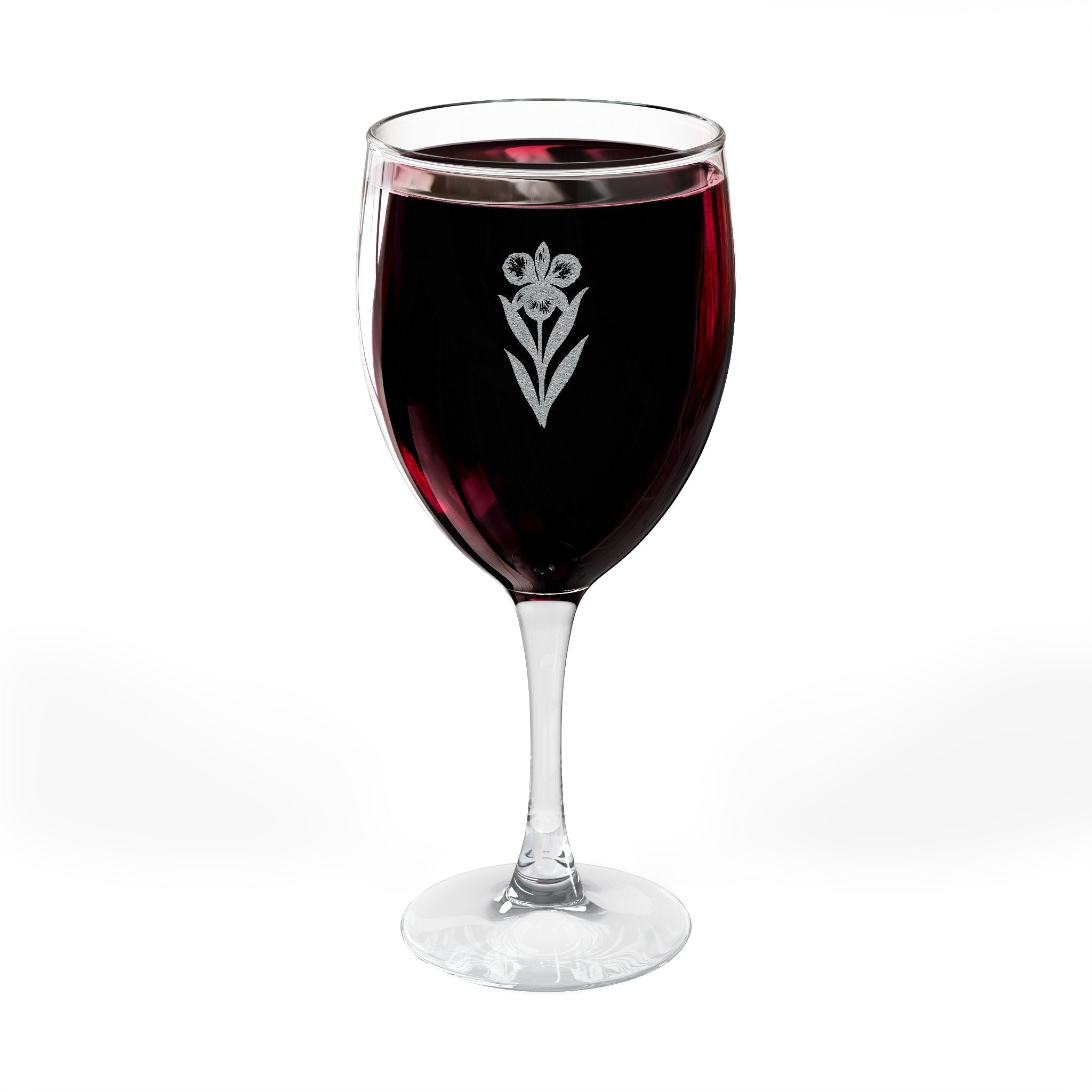 Cattleya Trianae Etched Wine Goblet - Engraved 10.5oz Wine Glass