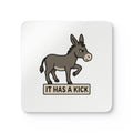 Donkey 'It Has a Kick' Cork Coaster Set – Funny Animal Drink Coasters (4-Pack)