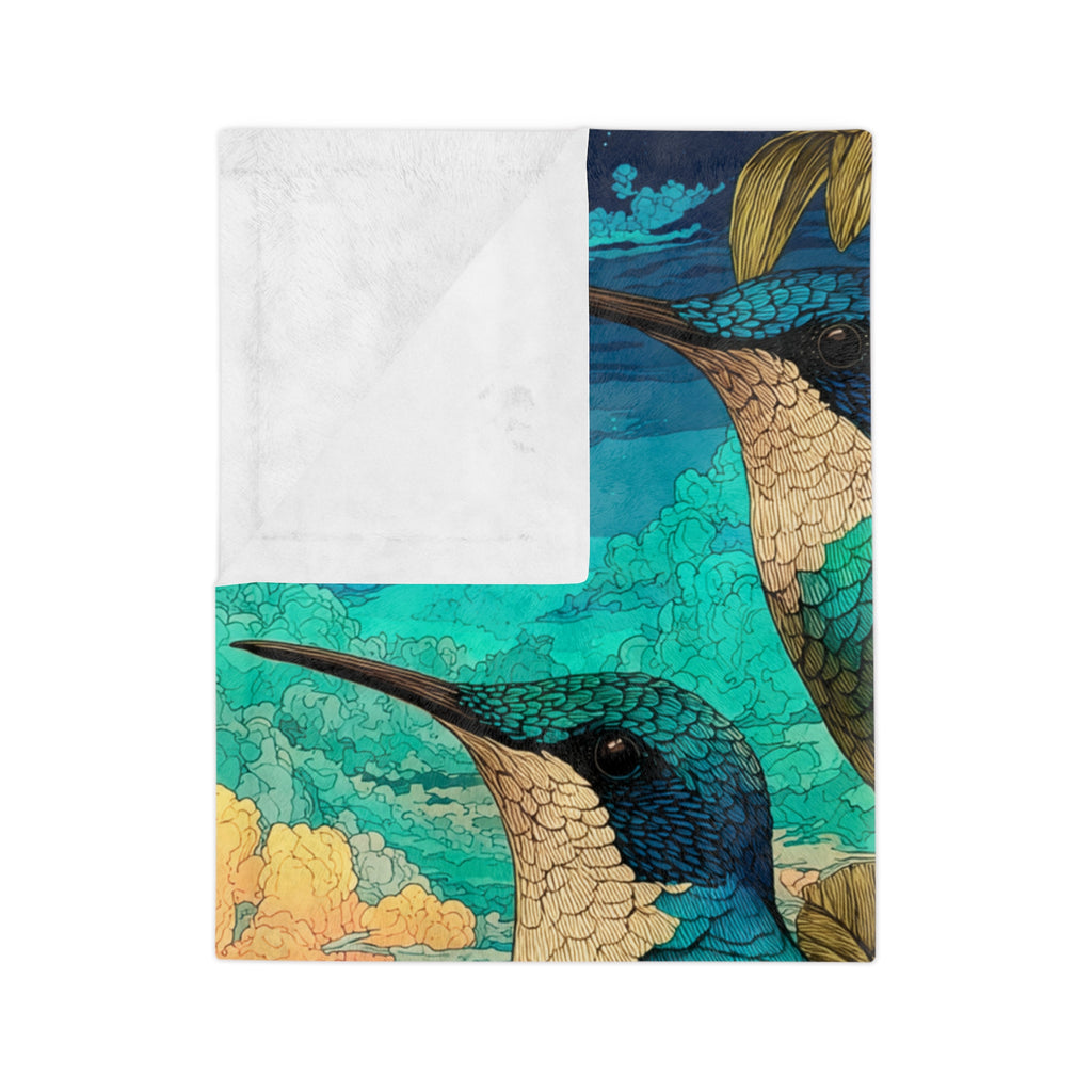 Hummingbird Forest Velveteen Microfiber Blanket