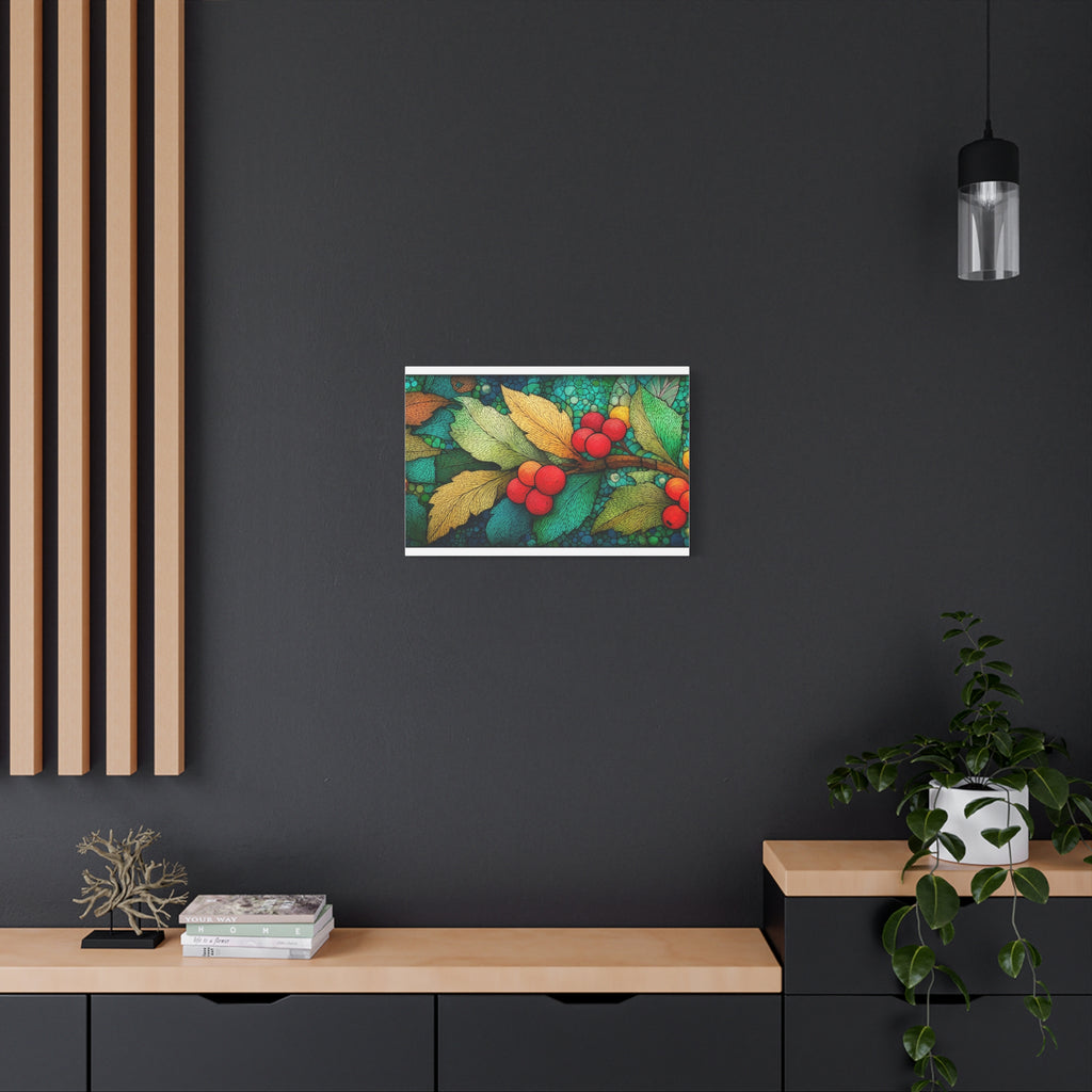 Holiday Berries Matte Canvas Wall Art — Stretched Botanical Print