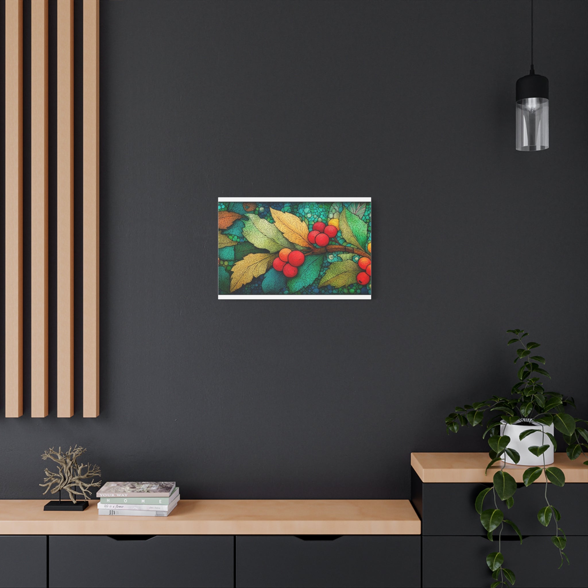 Holiday Berries Matte Canvas Wall Art — Stretched Botanical Print