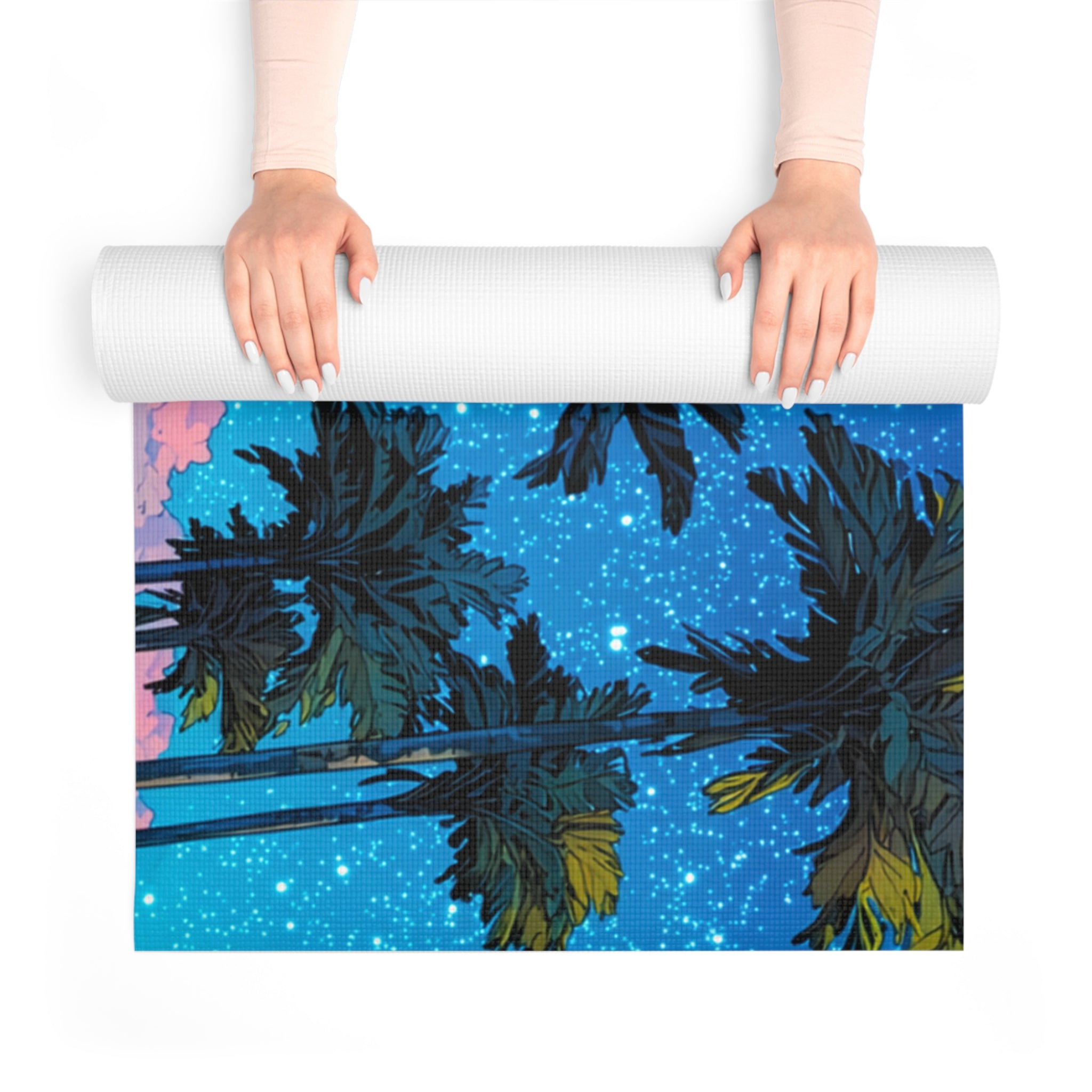 Tropical Toucan Foam Yoga Mat — Vibrant Palm Tree Beach Vibe