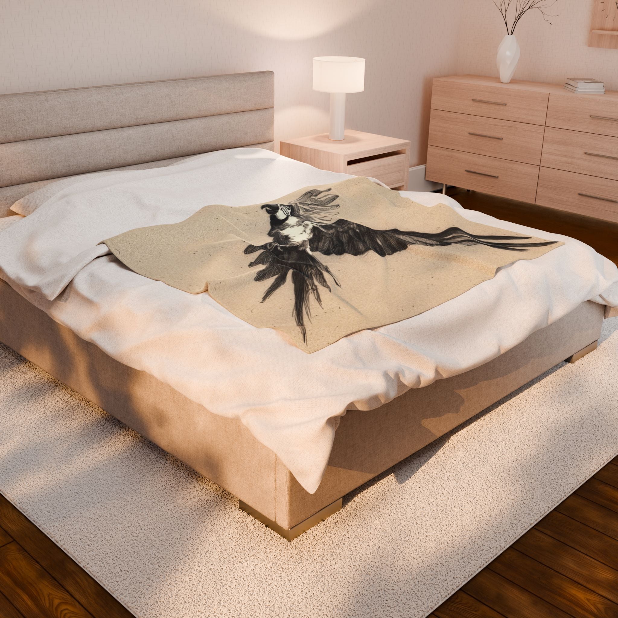 Parrot Flight Velveteen Plush Blanket — Soft Tropical Bird Throw