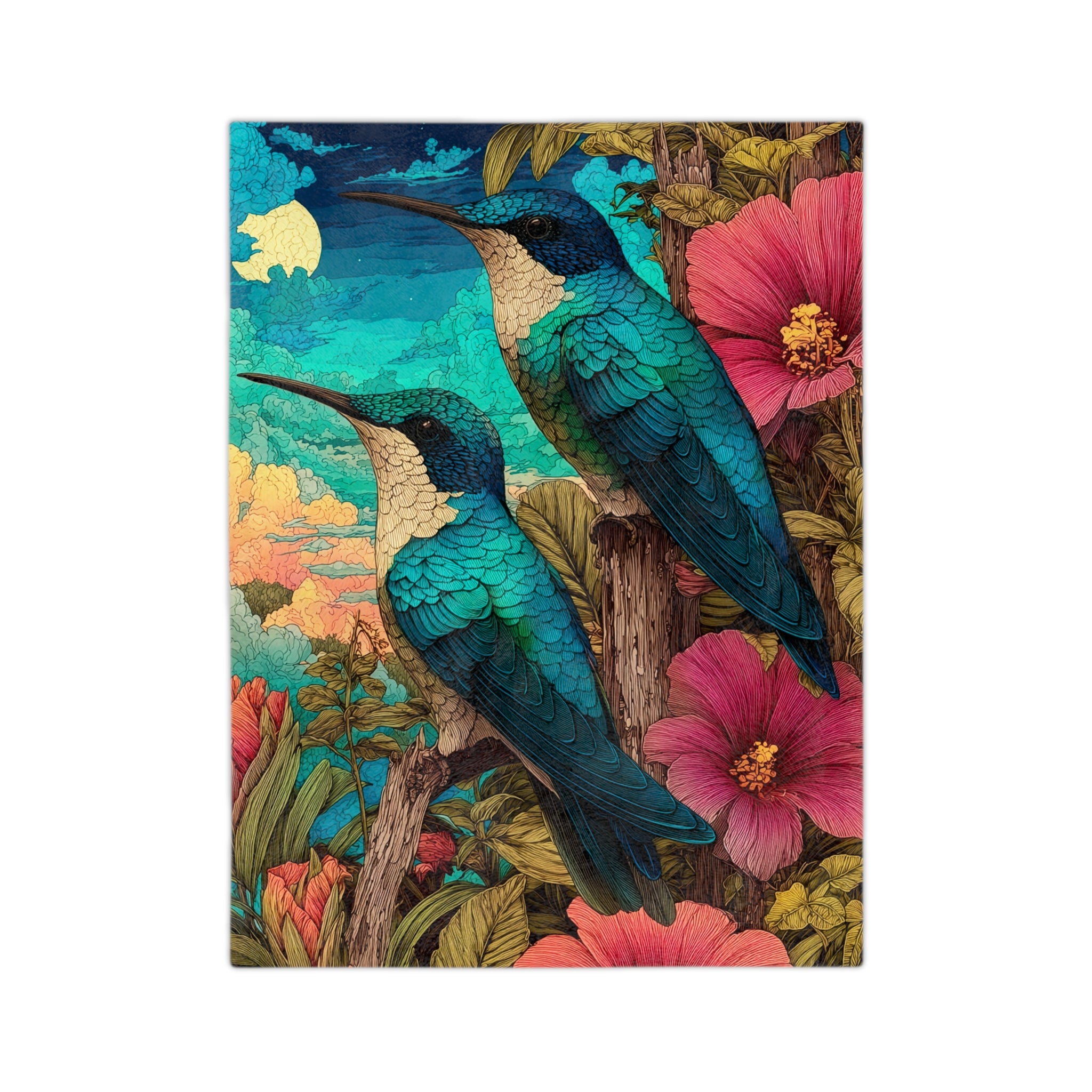 Hummingbird Forest Velveteen Microfiber Blanket
