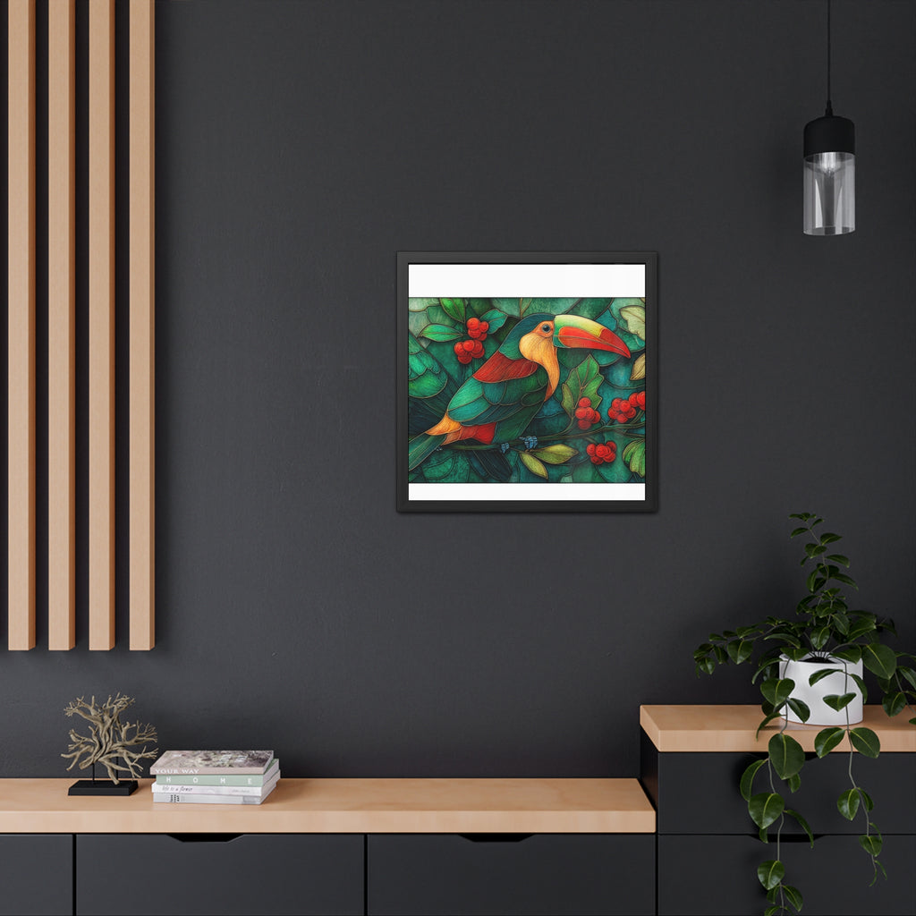 Toucan Jungle Framed Poster — Colorful Tropical Bird Wall Art
