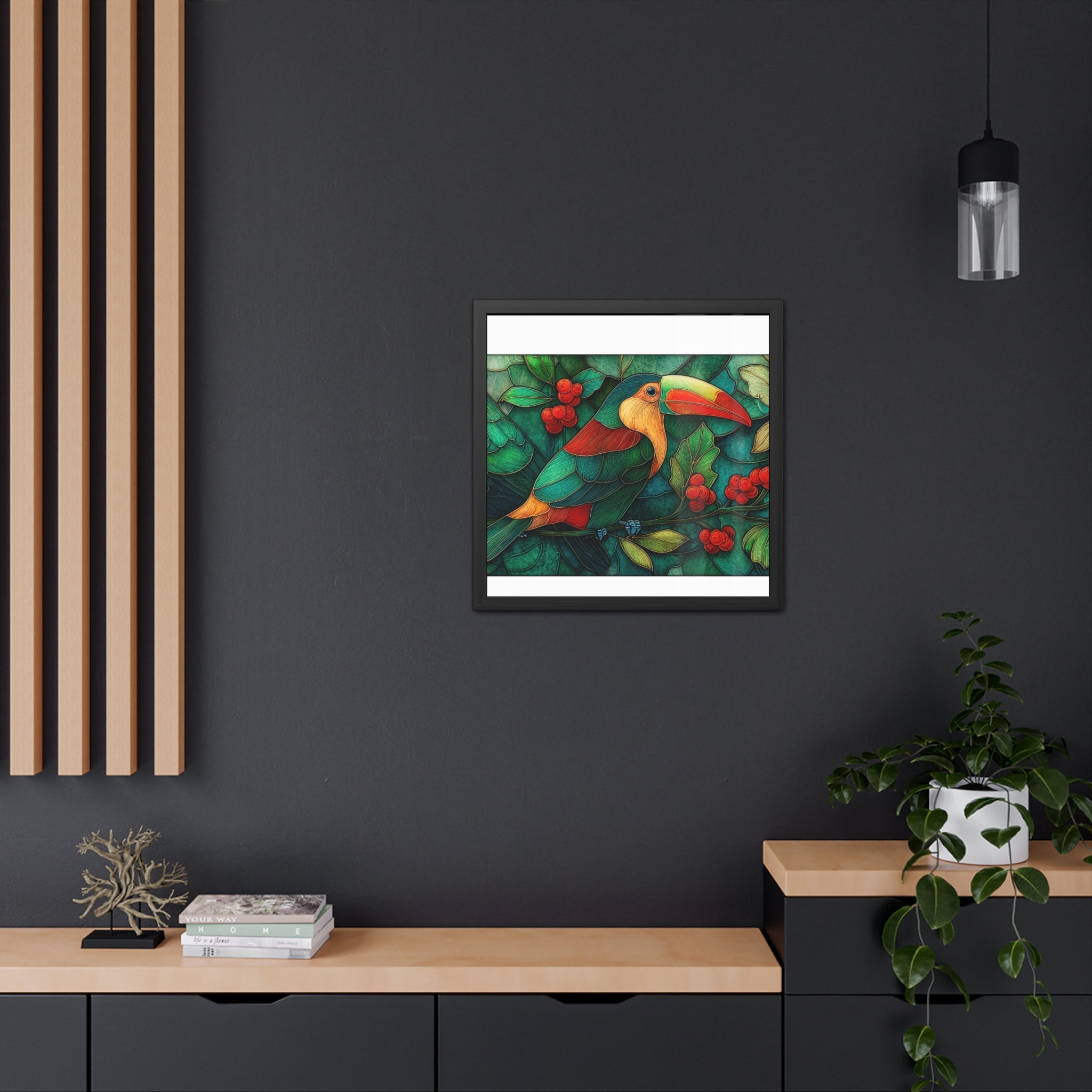 Toucan Jungle Framed Poster — Colorful Tropical Bird Wall Art