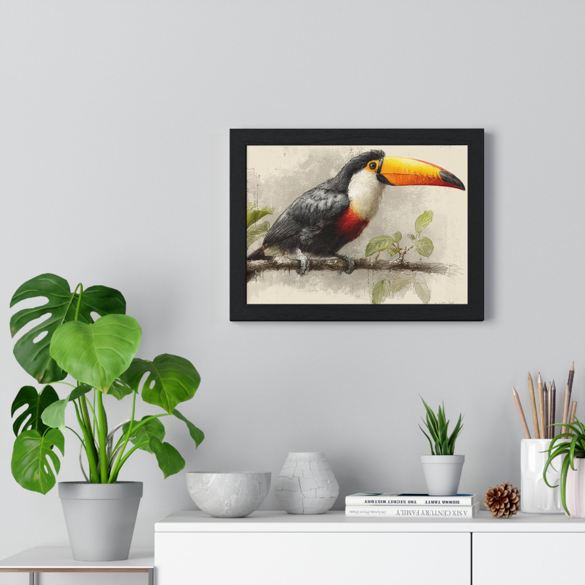 Toucan Art Framed Poster — Tropical Bird Wall Art for Living Room & Office