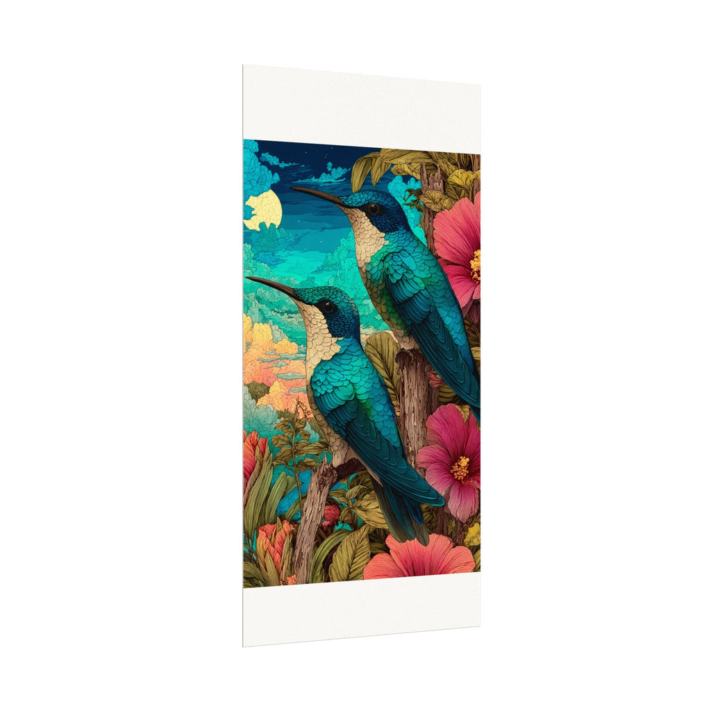 Hummingbird Watercolor Art Poster — Textured Matte Nature Print