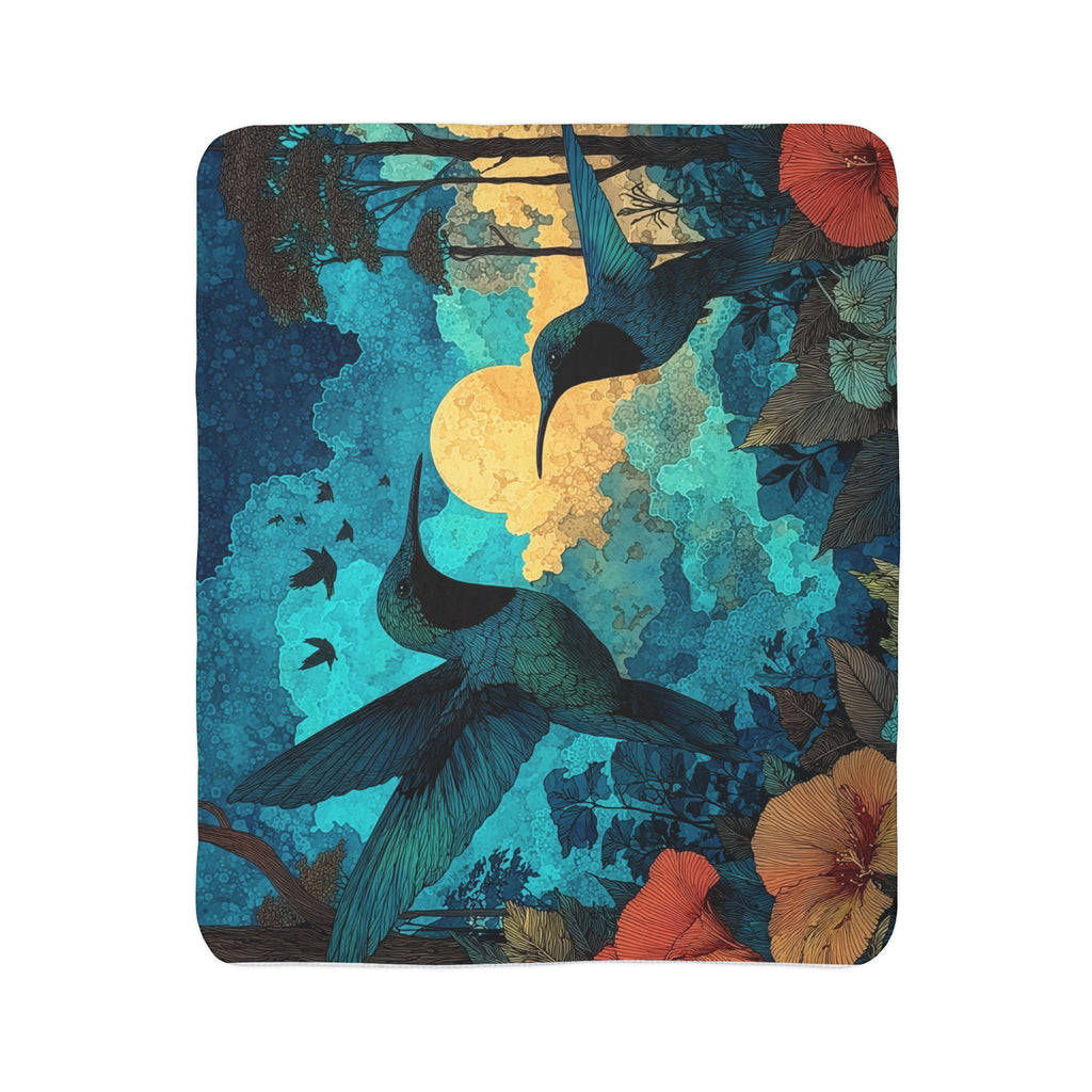Dance of the Hummingbirds Moonlight Sherpa Blanket
